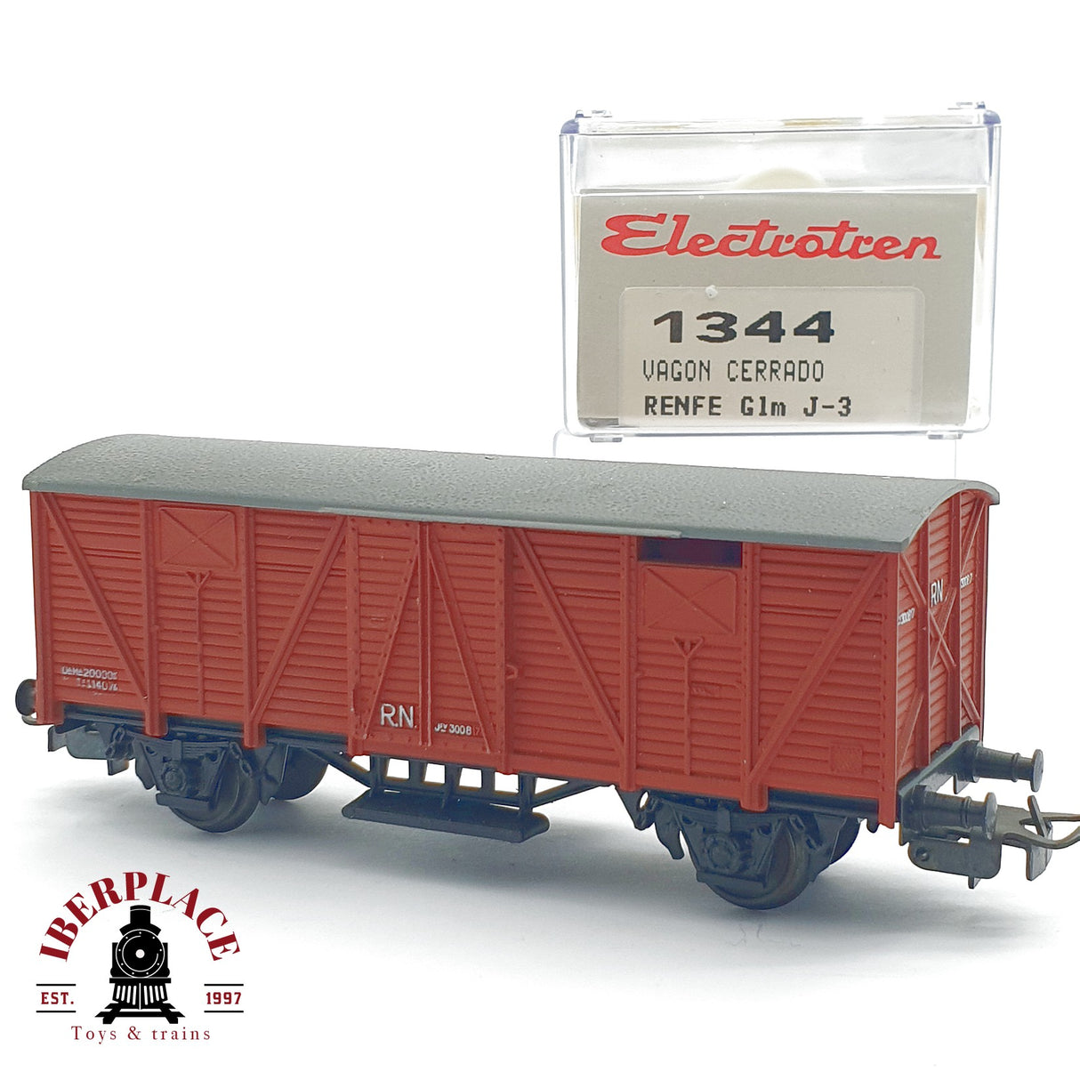 ♻️ Segunda Mano - Electrotren 1344 vagón mercancía cerrado RENFE J-3 H0 escala 1:87