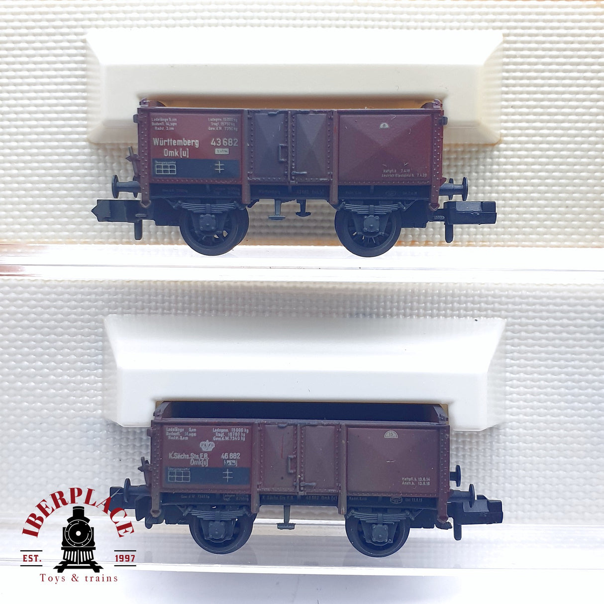 ♻️ 2da mano - 2x Fleischmann 8860 8827 vagones de borde alto K.Sächs.Sts.EB N escala 1:160