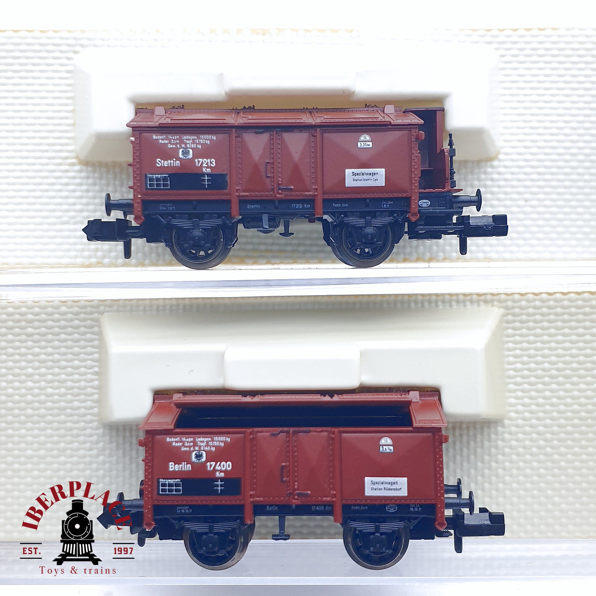 ♻️ 2da mano - 2x Fleischmann 8834 8843 vagones cerrados K.P.E.V N escala 1:160