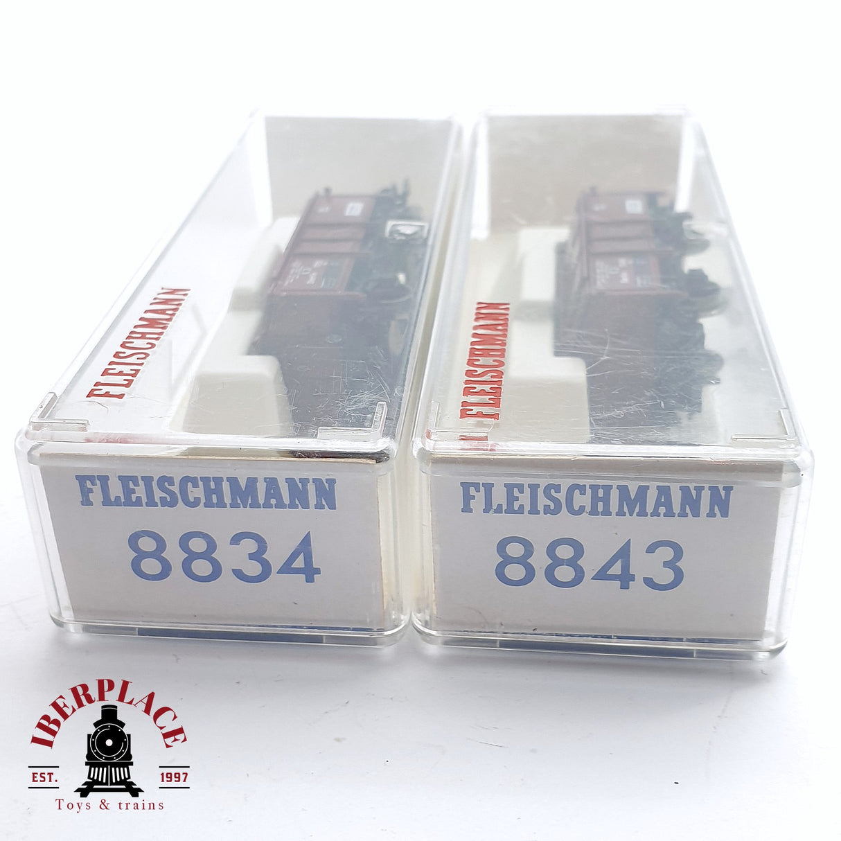 ♻️ 2da mano - 2x Fleischmann 8834 8843 vagones cerrados K.P.E.V N escala 1:160