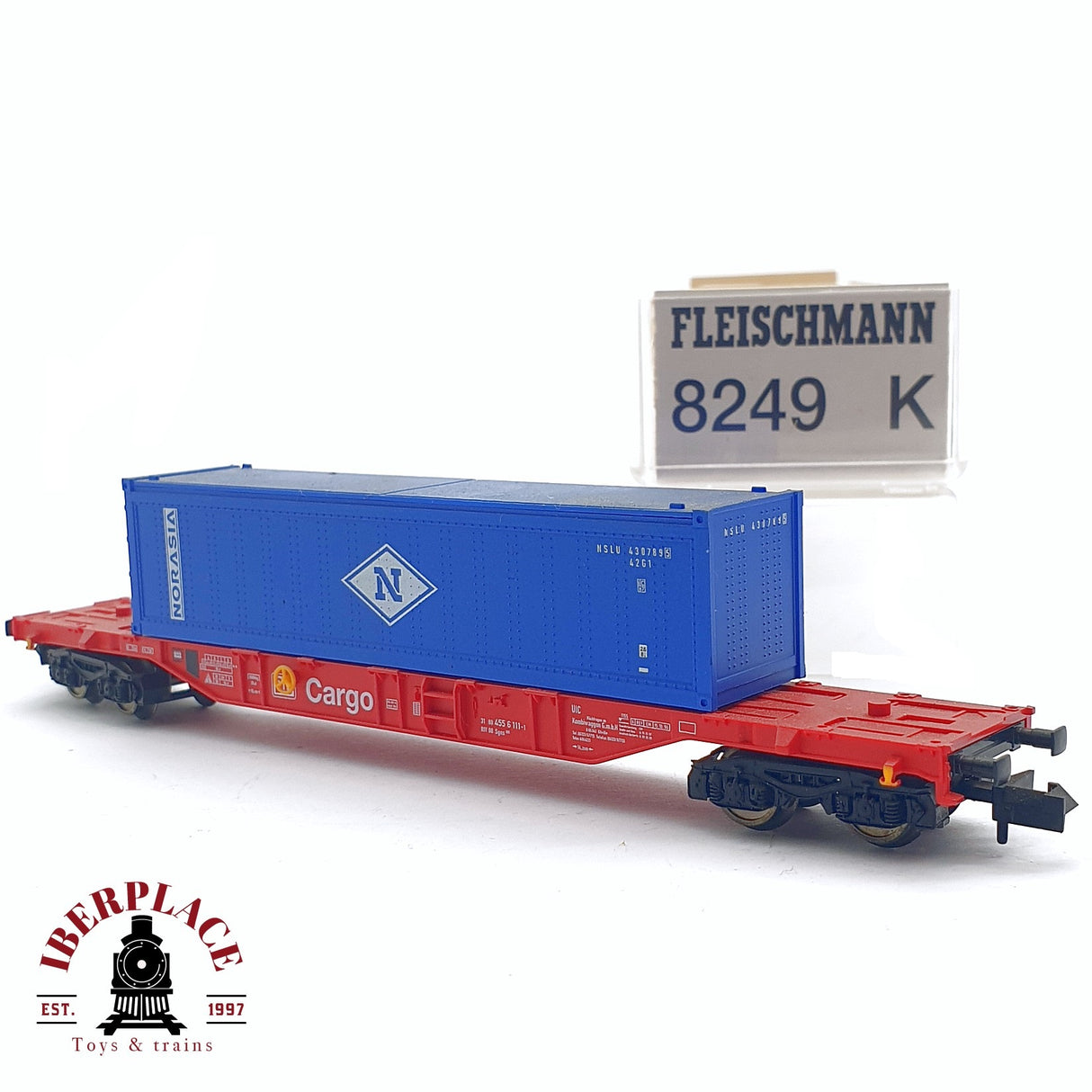 ♻️ 2da mano - Fleischmann 8249 vagón contenedor CARGO DB N escala 1:160