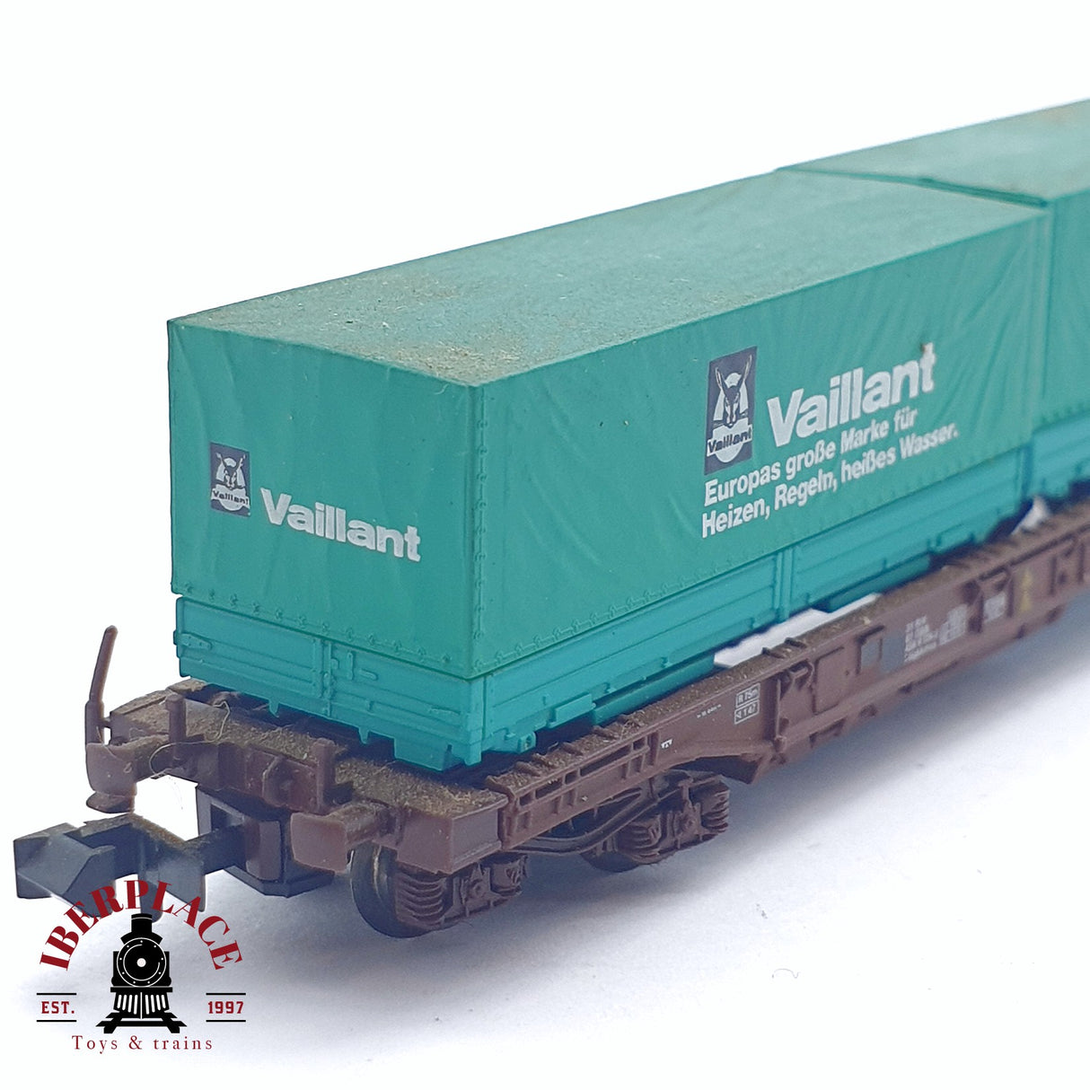 ♻️ 2da mano - Roco 25290 vagón plataforma con contenedor ÖBB Vaillant N escala 1:160