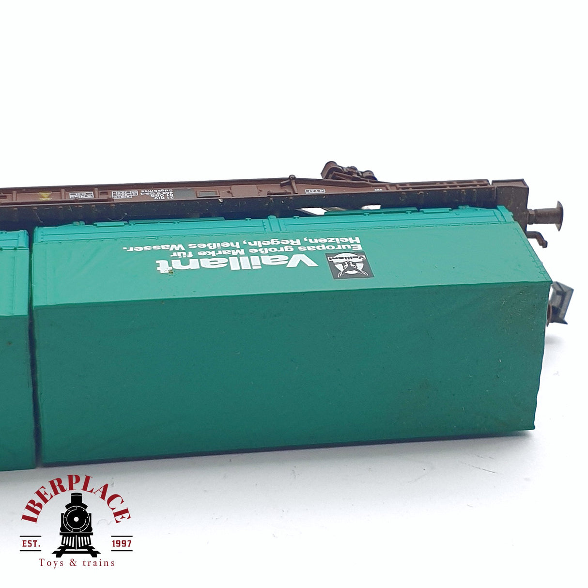 ♻️ 2da mano - Roco 25290 vagón plataforma con contenedor ÖBB Vaillant N escala 1:160