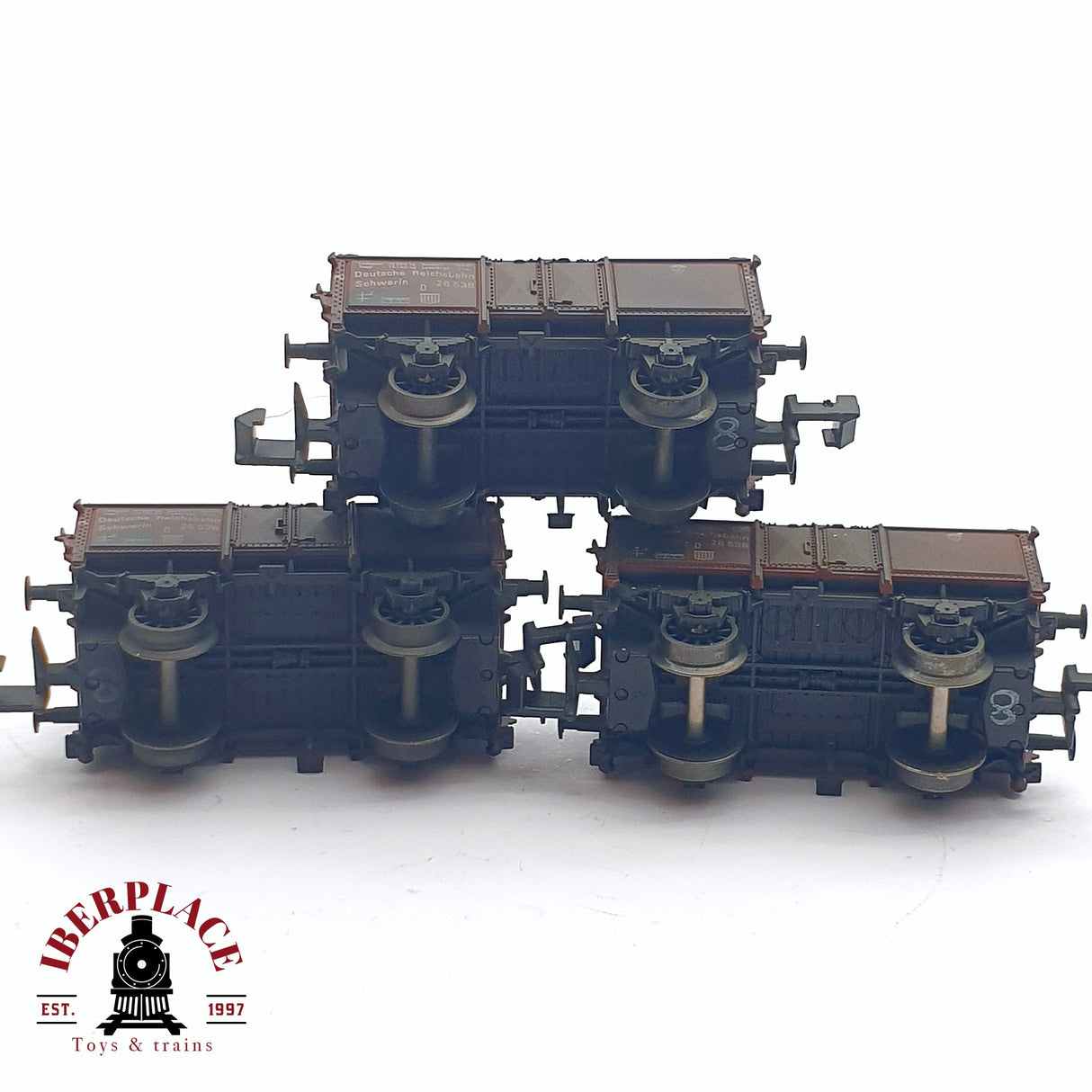 ♻️ 2da mano - 3x Fleischmann 8208 vagones de borde alto DR N escala 1:160