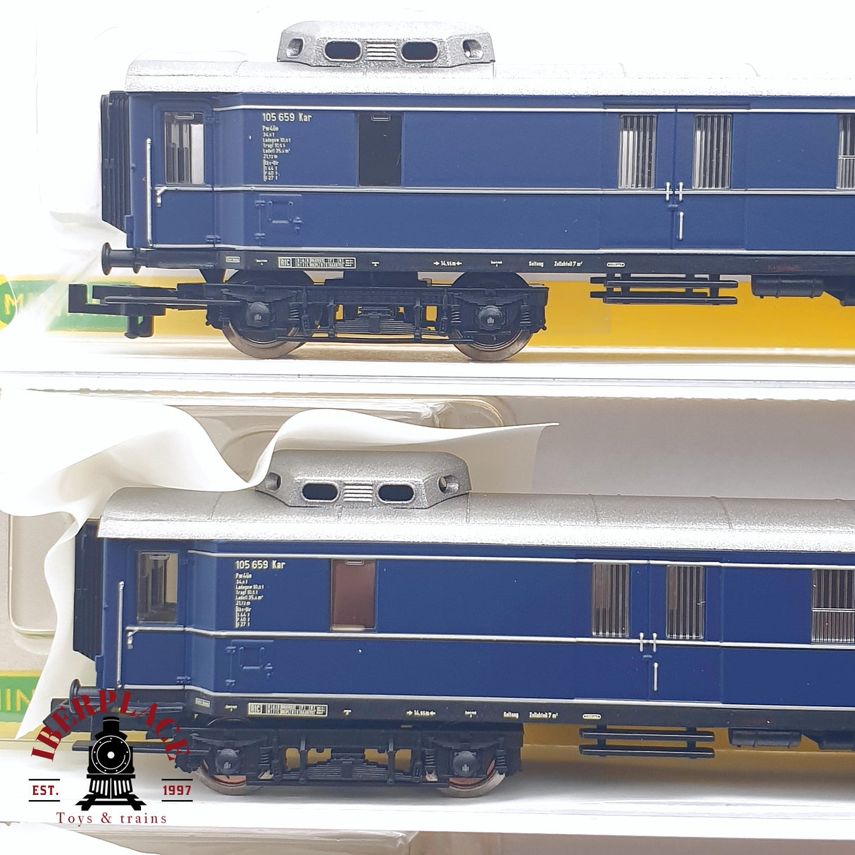 ♻️ 2da mano - 3x Minitrix 15739 vagones pasajero equipajes Rheingold 1952 Ep 3 N escala 1:160