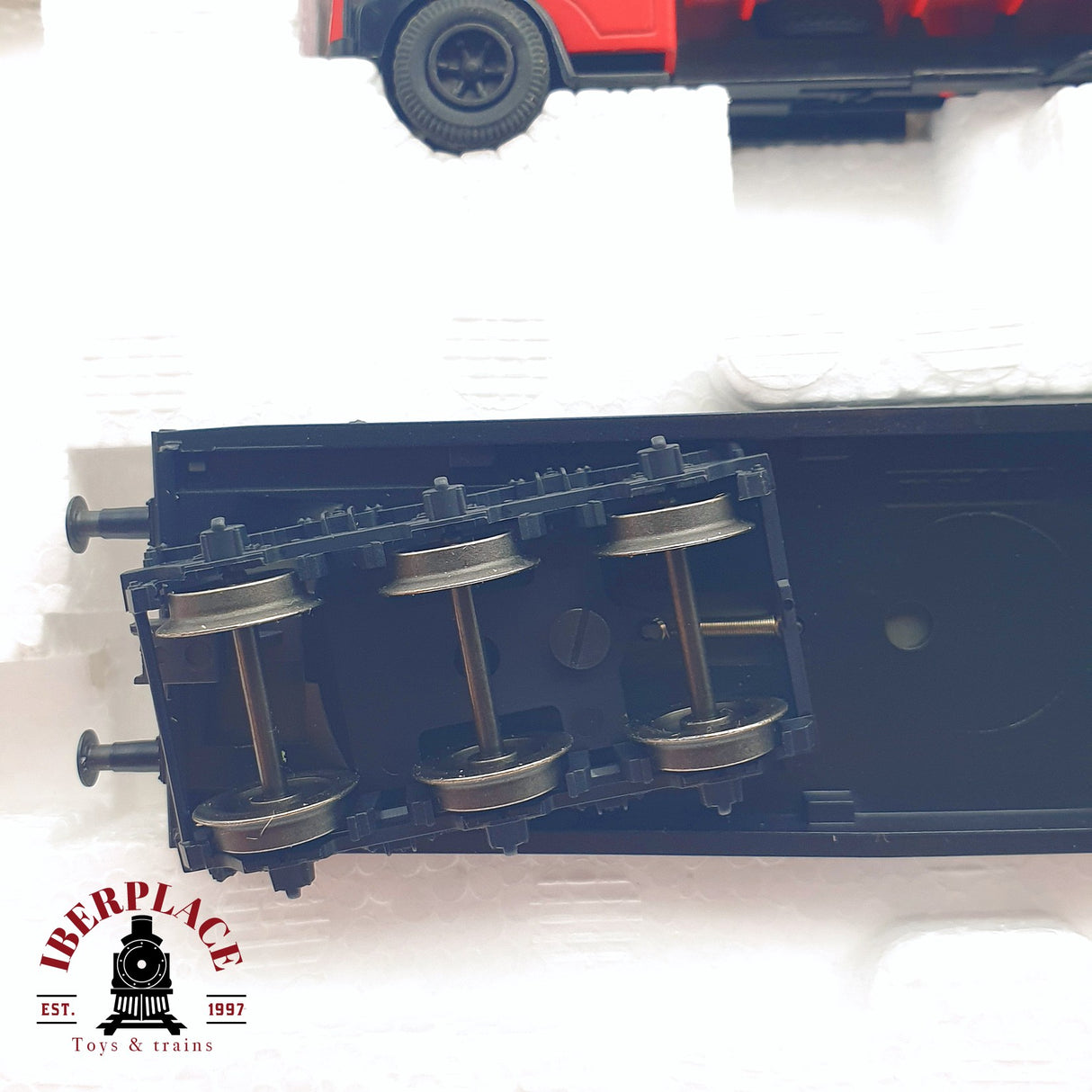 ♻️ 2da mano - Märklin 48756 vagón plataforma con camion de bomberos H0 escala 1:87