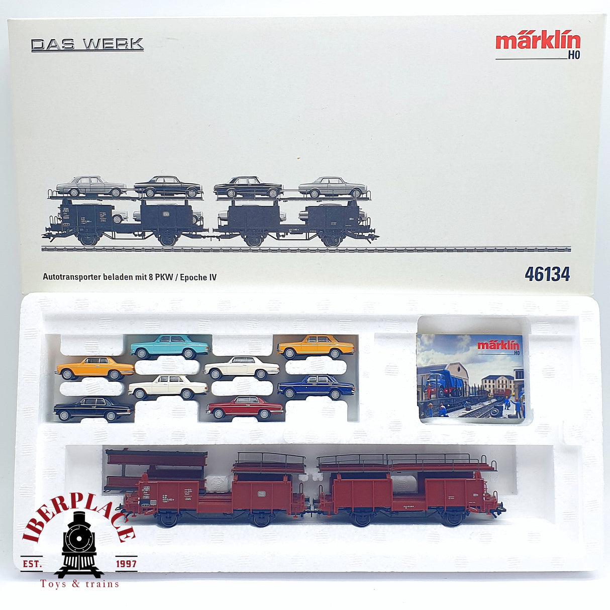 ♻️ 2da mano - Märklin 46134 vagones portacoches de doble piso con 8 coches DB H0 escala 1:87