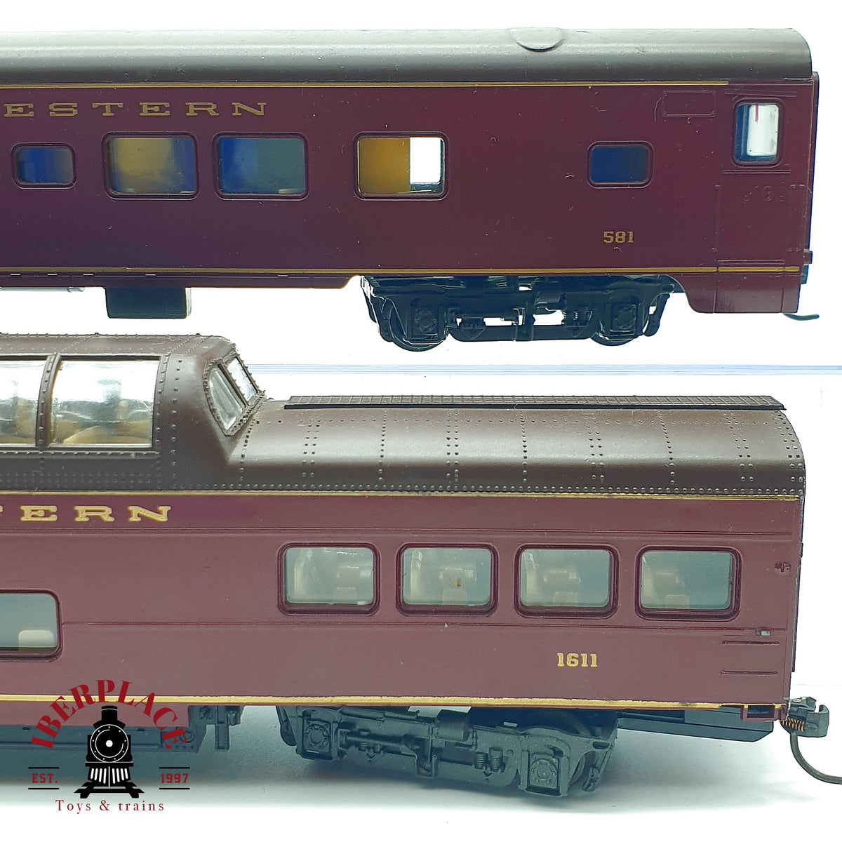 ♻️ 🚂 Rivarossi 4x vagones Norfolk and Western N&W Vista Dome Mail DC Escala H0 1:87