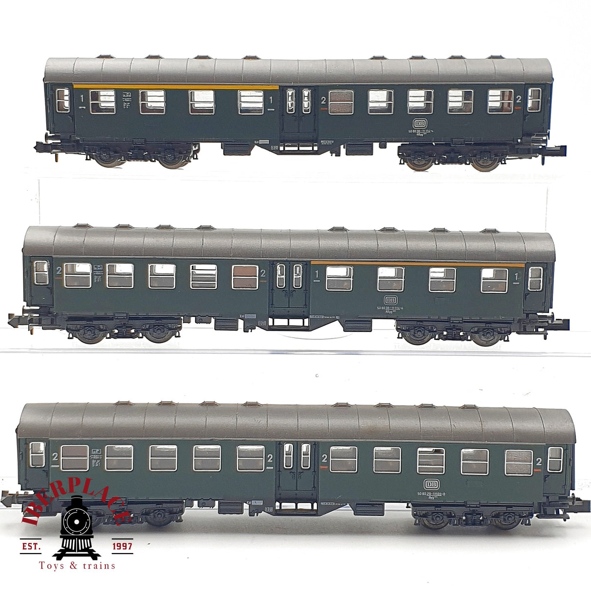♻️🚂 Roco 3x vagones pasajeros verde DB AB4nb B4nb Ep IV escala N 1:160