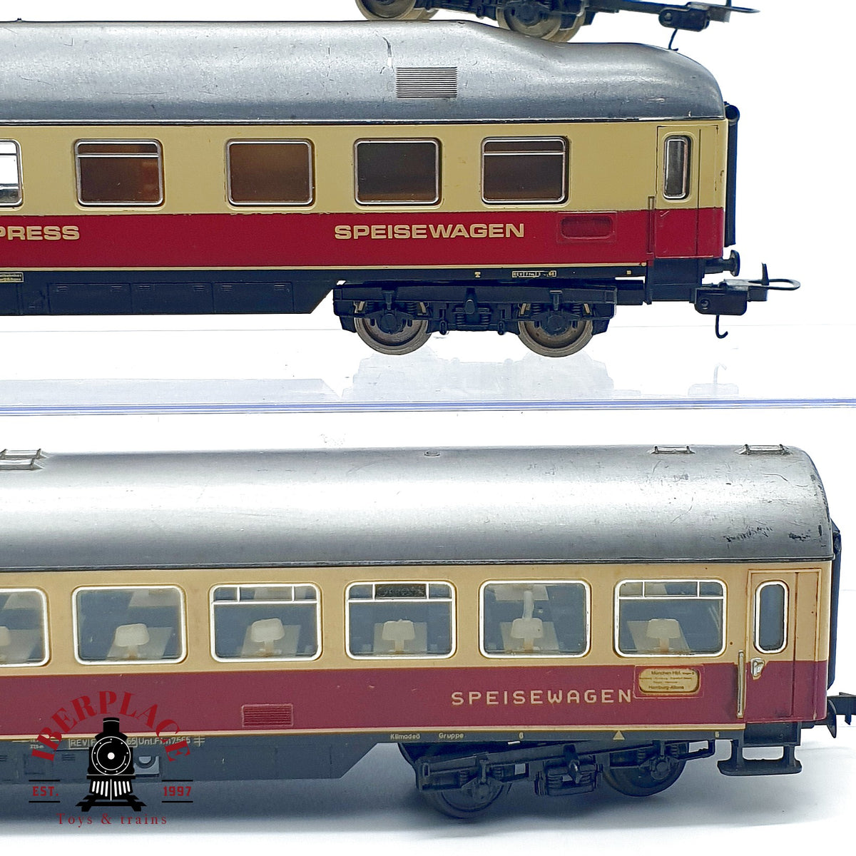 ♻️ 🚂 Lima 4x vagones Trans Europ Express (TEE) Rheingold DB coche panorámico DC Escala H0 1:87