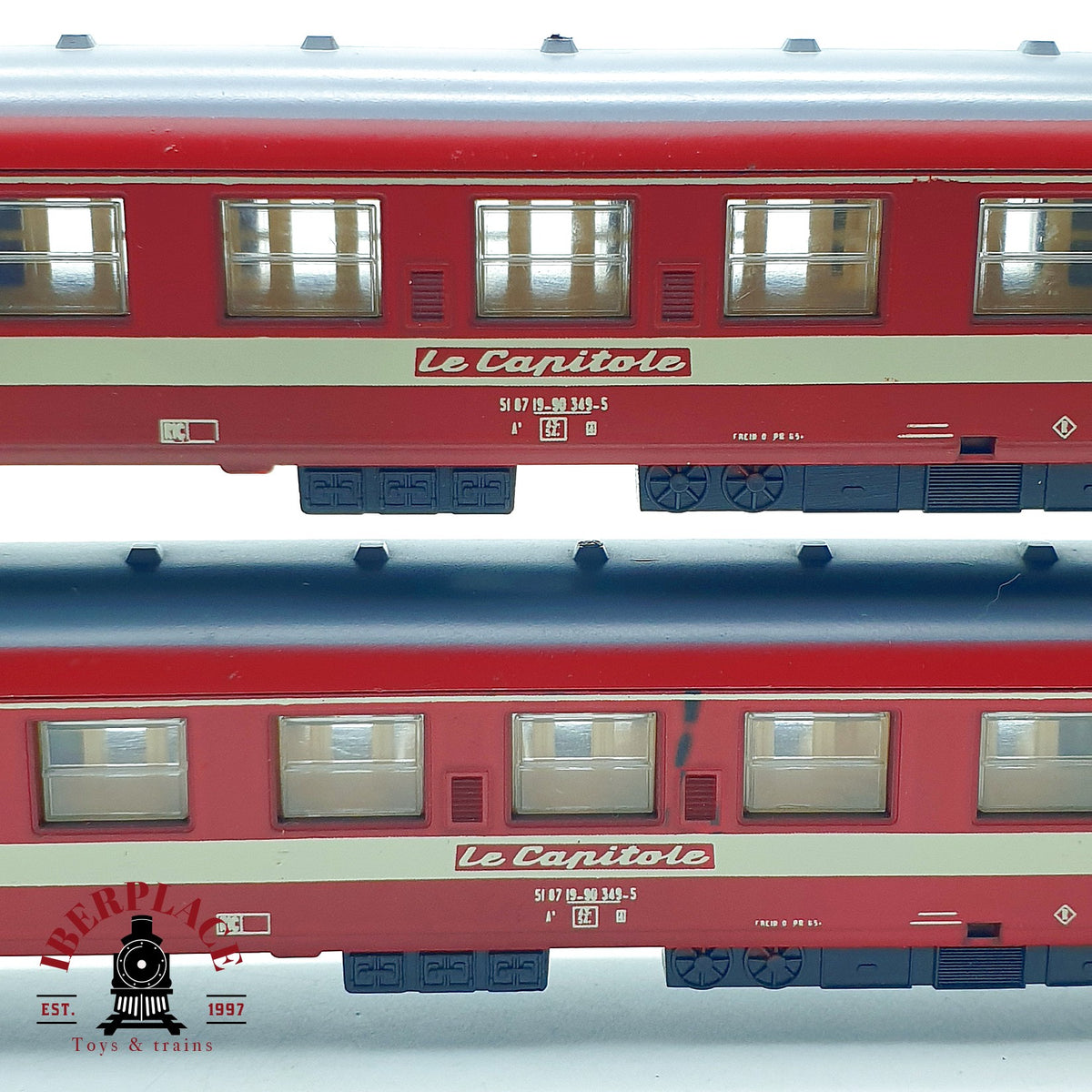 ♻️ 🚂 Lima 3x vagones de pasajeros "Le Capitole" UIC-Y 1ª Clase de la SNCF Escala H0 1:87