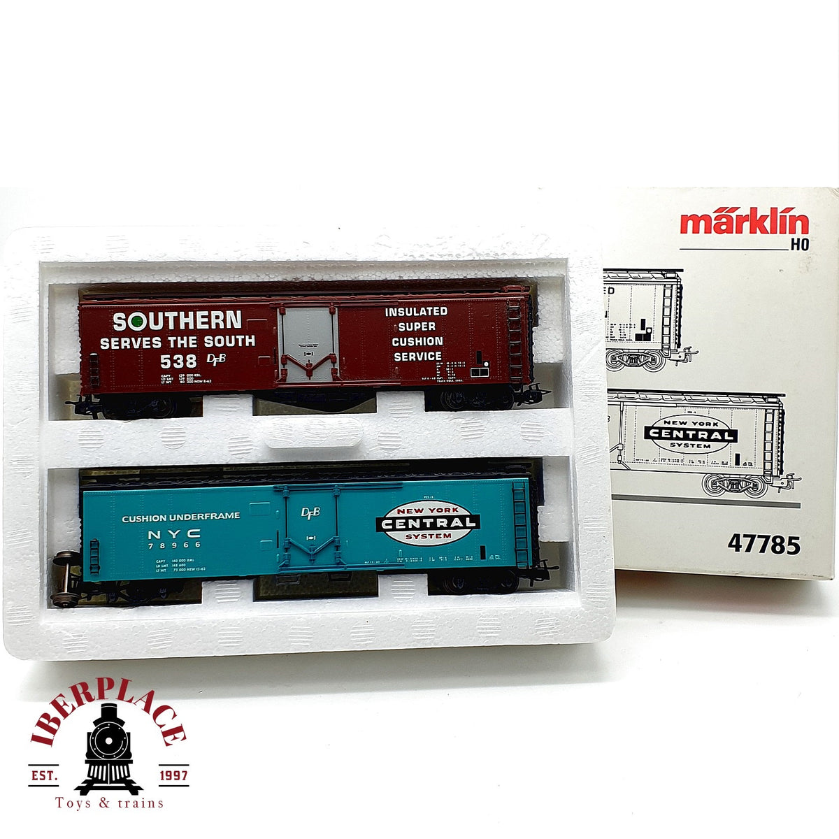 ♻️ ✨ Märklin 47785 Set 2 vagones mercancias cerrados Southern NYC DC Escala H0 1:87