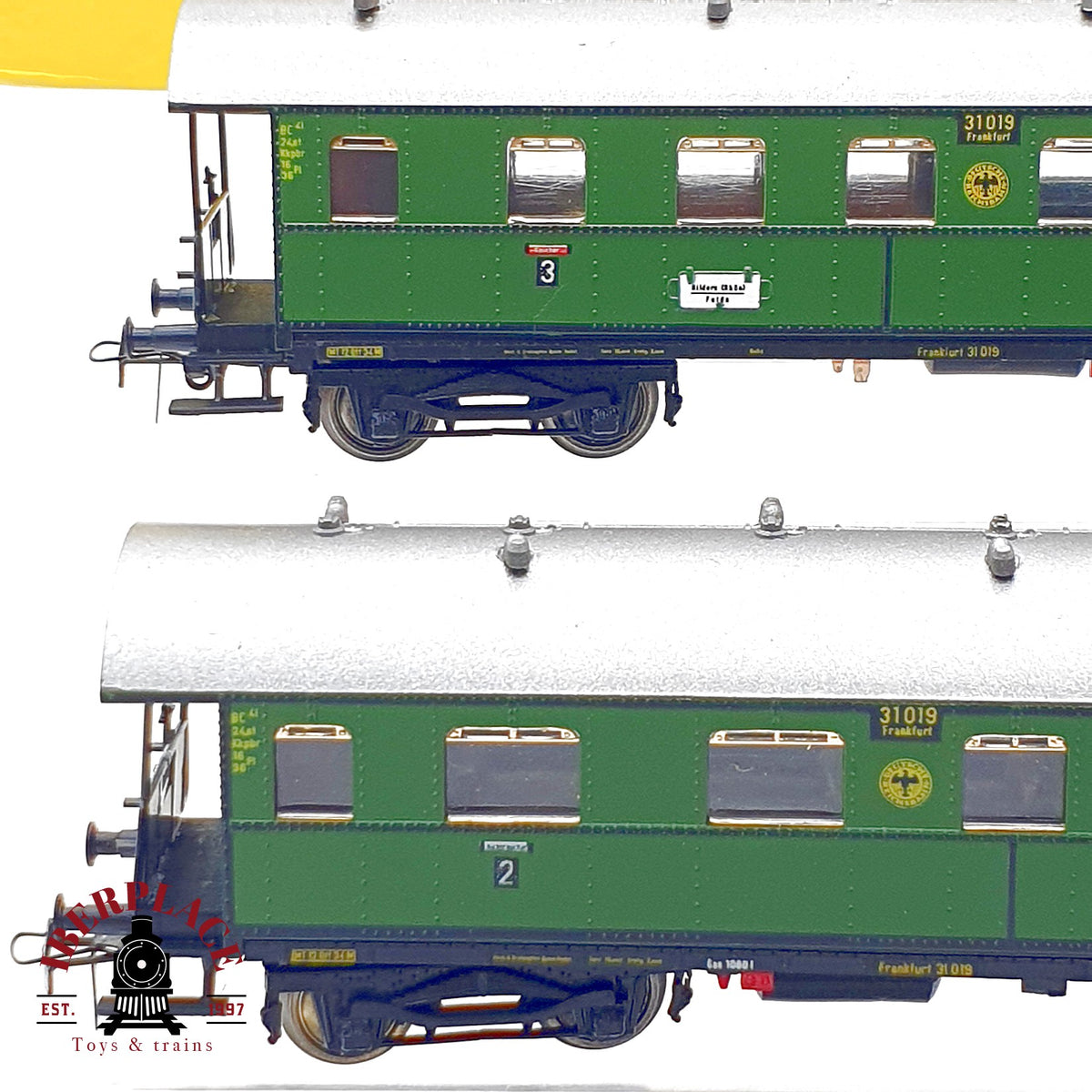 ♻️ 🚂 Piko DDR 426/33/1 Set 3 coches pasajeros 2/3 clase DRG verde clasico Escala H0 1:87