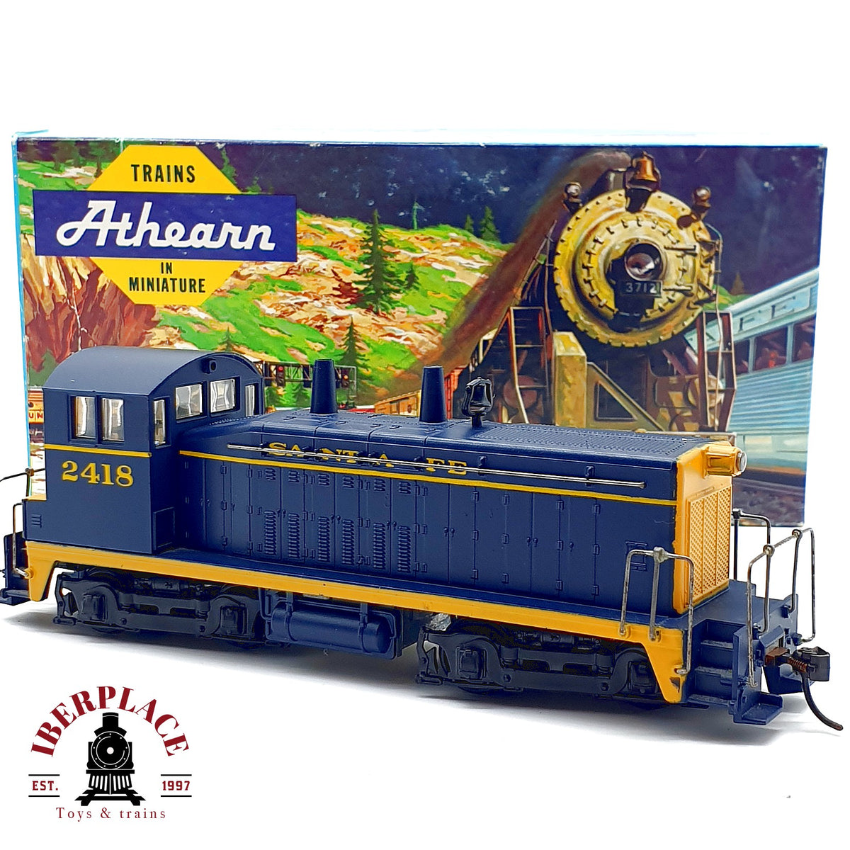 ♻️ Athearn locomotora S-12 Santa Fe 2418 azul amarilla sin motor dummy Escala H0 1:87