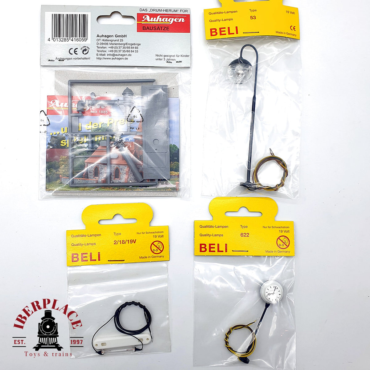 ♻️ 🆕 Auhagen 41605 Beli Beco 53 622 Set Farola Reloj Iluminacion Escala H0 1:87