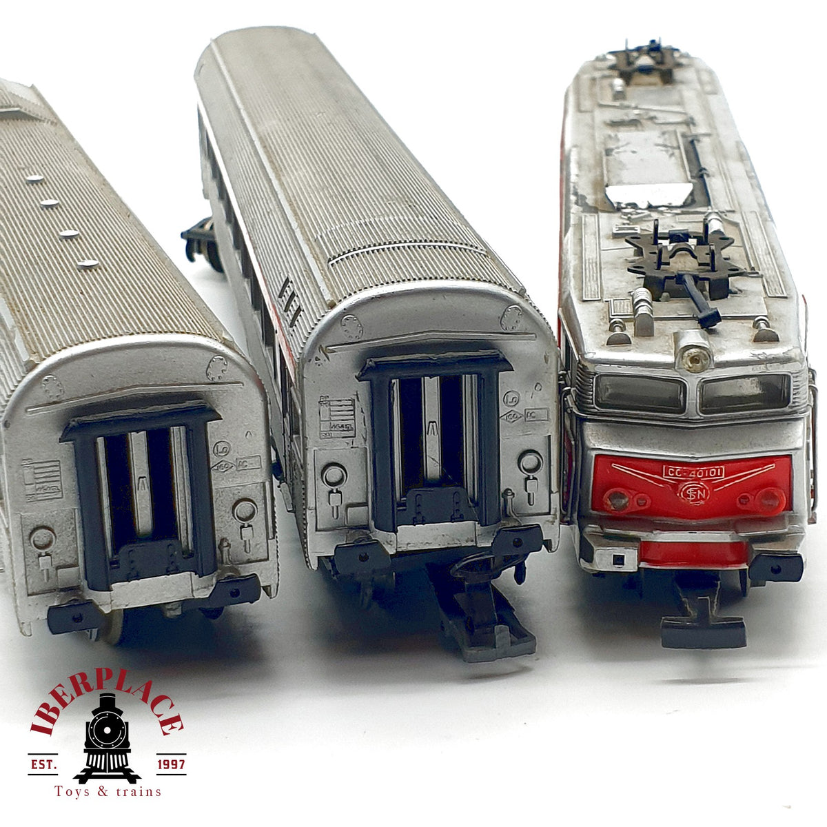 ♻️🛠️ Jouef locomotora CC 40101 sin motor + 2 vagones TEE SNCF restaurar repuestos DC Escala H0 1:87