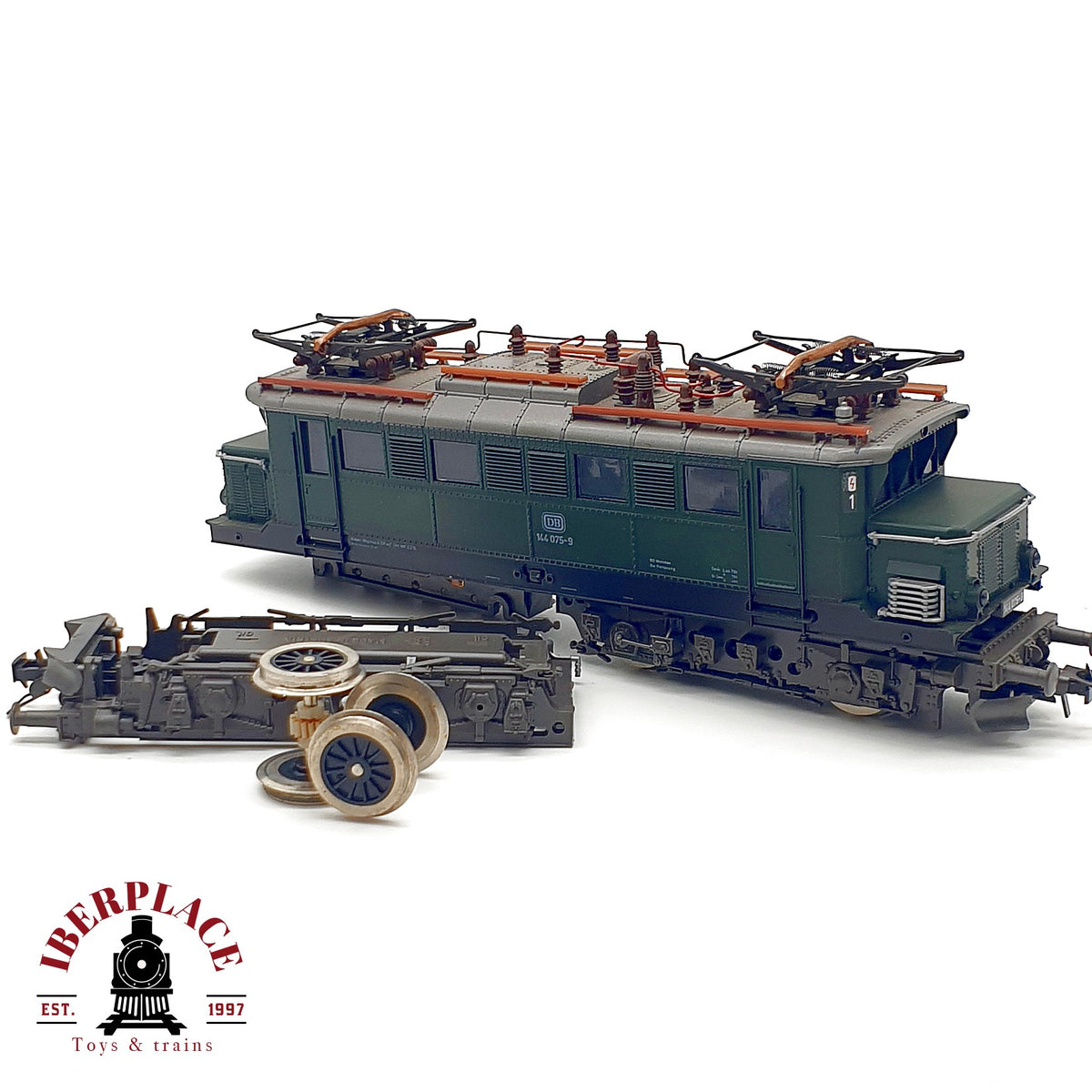 ♻️ 🛠️ Roco locomotora eléctrica BR 144 075-9 DB verde restaurar repuestos DC Escala H0 1:87