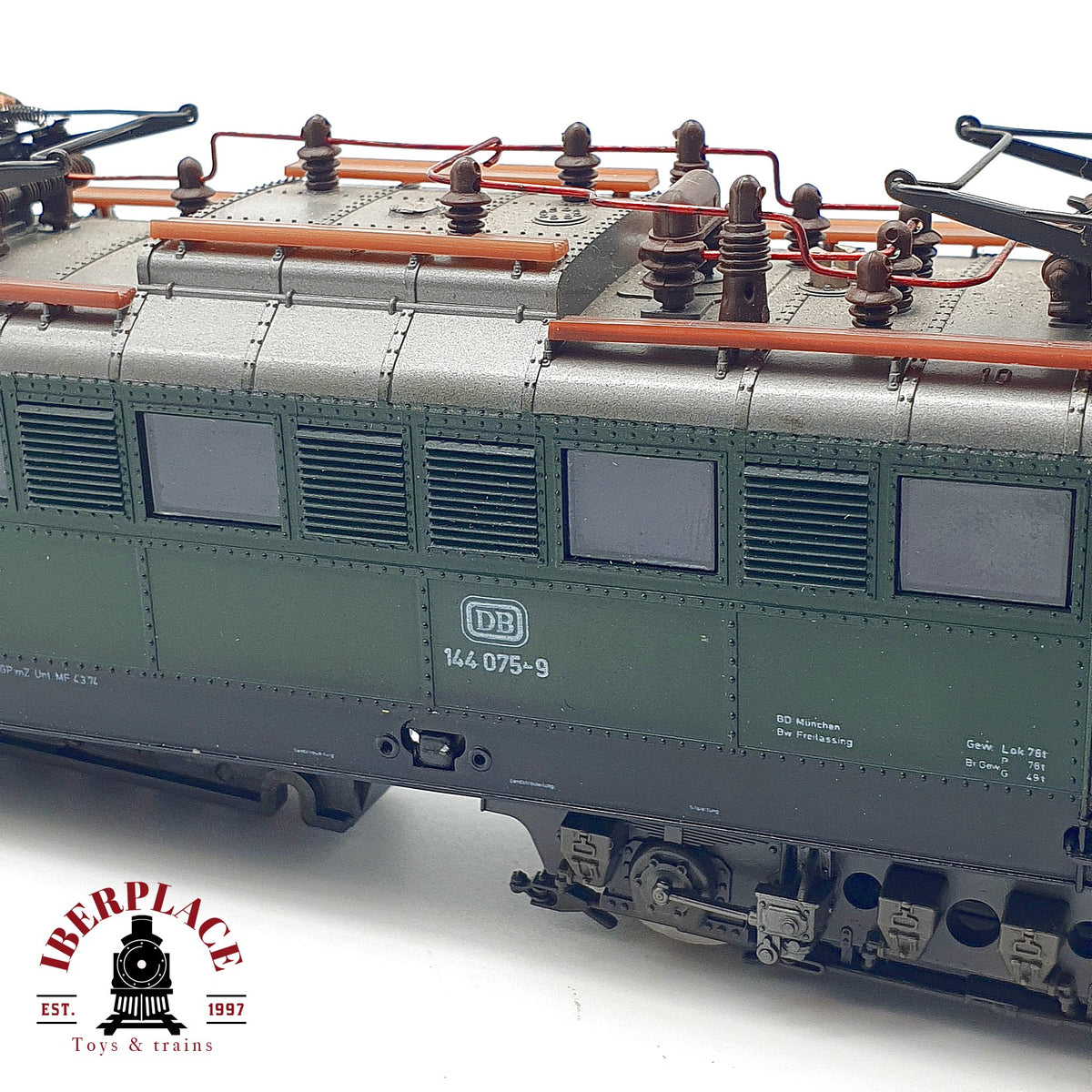 ♻️ 🛠️ Roco locomotora eléctrica BR 144 075-9 DB verde restaurar repuestos DC Escala H0 1:87