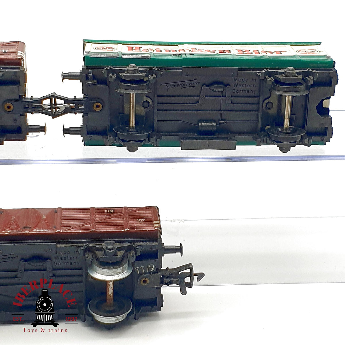 ♻️🚂 Fleischmann 3x vagones mercancias Heineken Bier DB DC en metal Escala H0 1:87