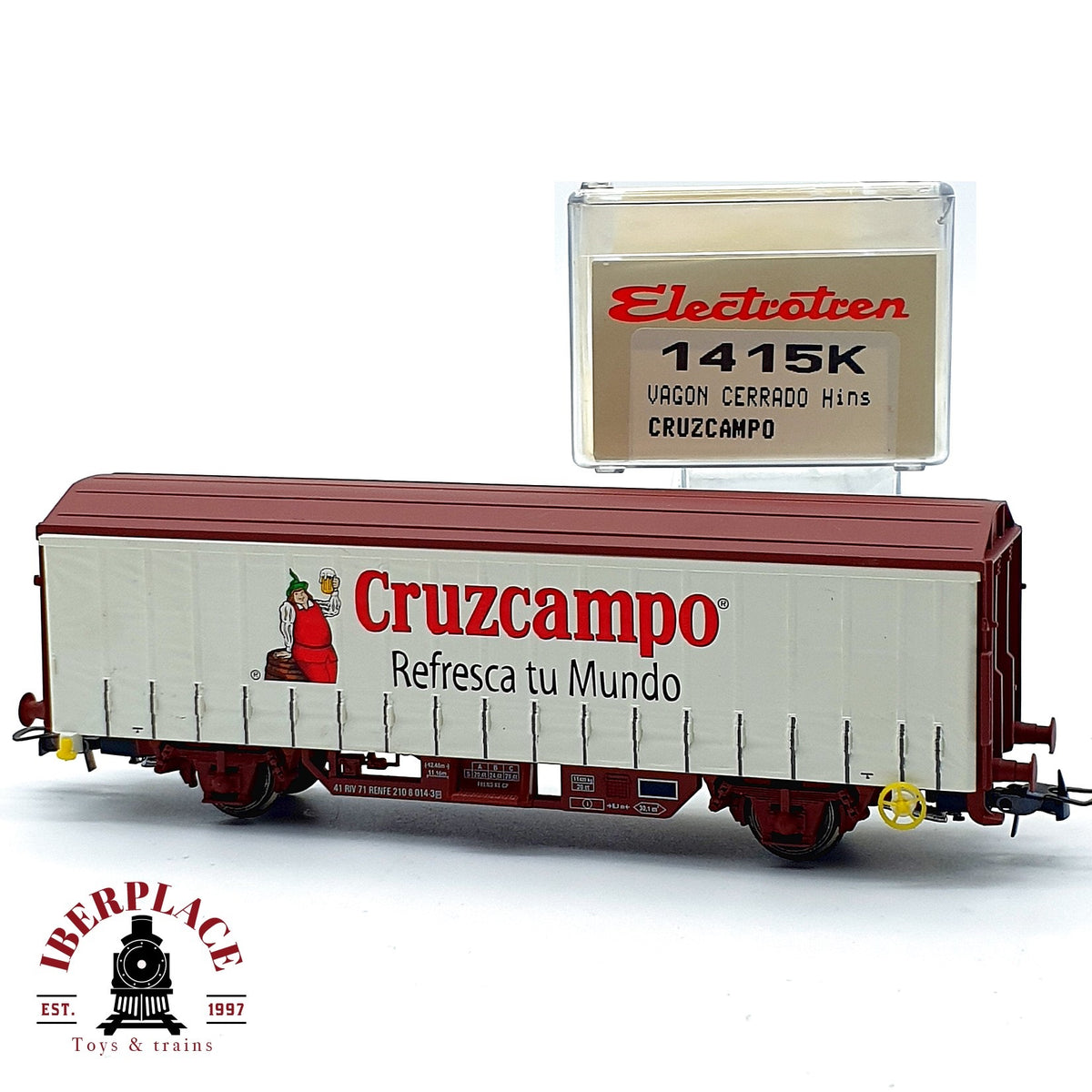 ♻️ ✨ Electrotren 1415K Vagon cerrado HIns Cruzcampo RENFE Ep IV DC Escala H0 1:87
