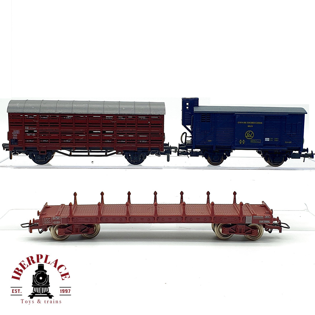 ♻️ 🚂 Roco electrotren 3x vagones mercancias Jaula Ganado RENFE CIWL DC Escala H0 1:87