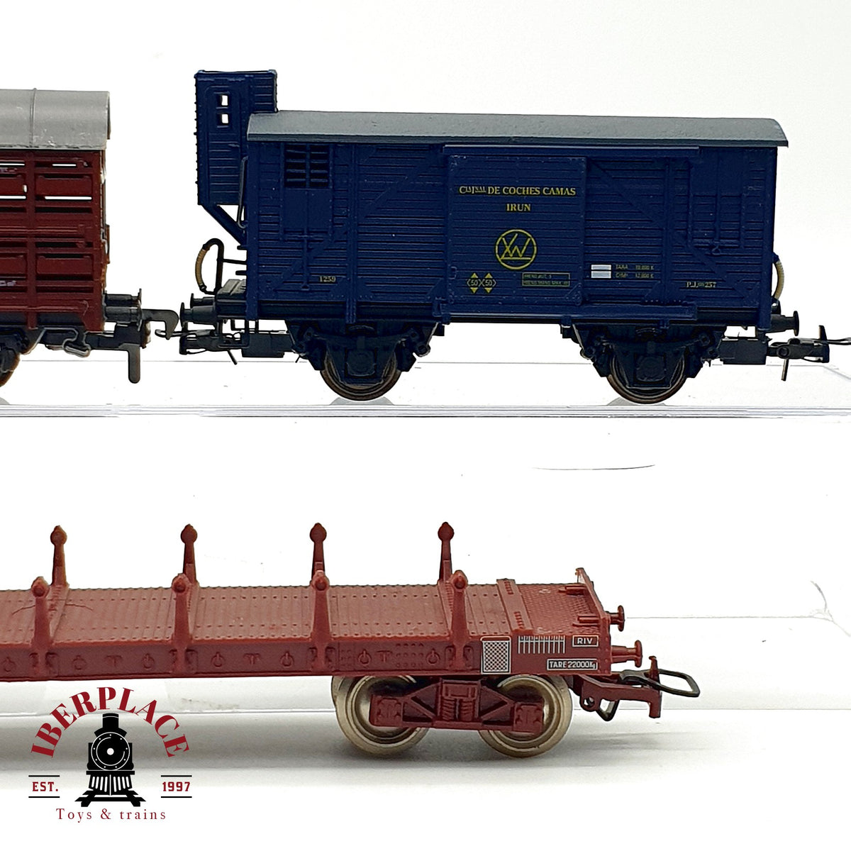 ♻️ 🚂 Roco electrotren 3x vagones mercancias Jaula Ganado RENFE CIWL DC Escala H0 1:87