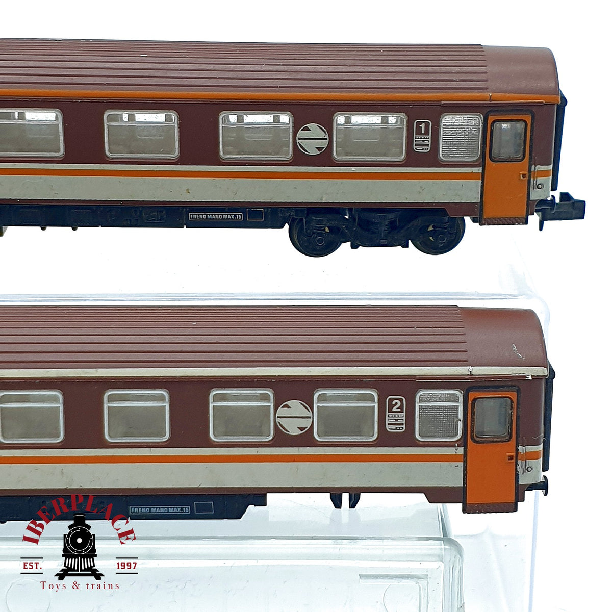 ♻️ 🚂 IBERTREN Locomotora Alsthom 7671 + 4 Vagones Pasajeros estrella Escala N 1:160