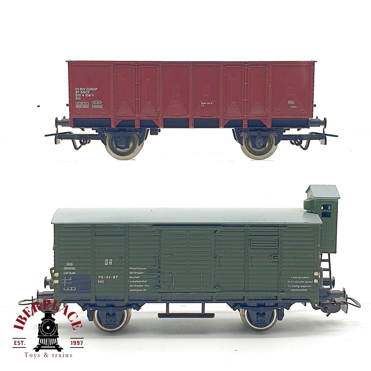 ♻️ 🚂 Jouef PIKO 2x Vagones Mercancias Bordes Altos SNCF DR Garita DC Escala H0 1:87