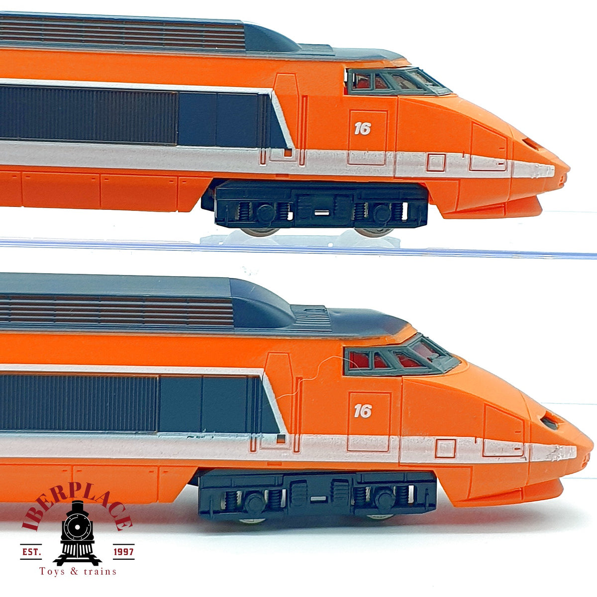 ♻️ 🚂2x cabezas motrices TGV Sud-Est SNCF naranja sin motor Dummies Escala H0 1:87