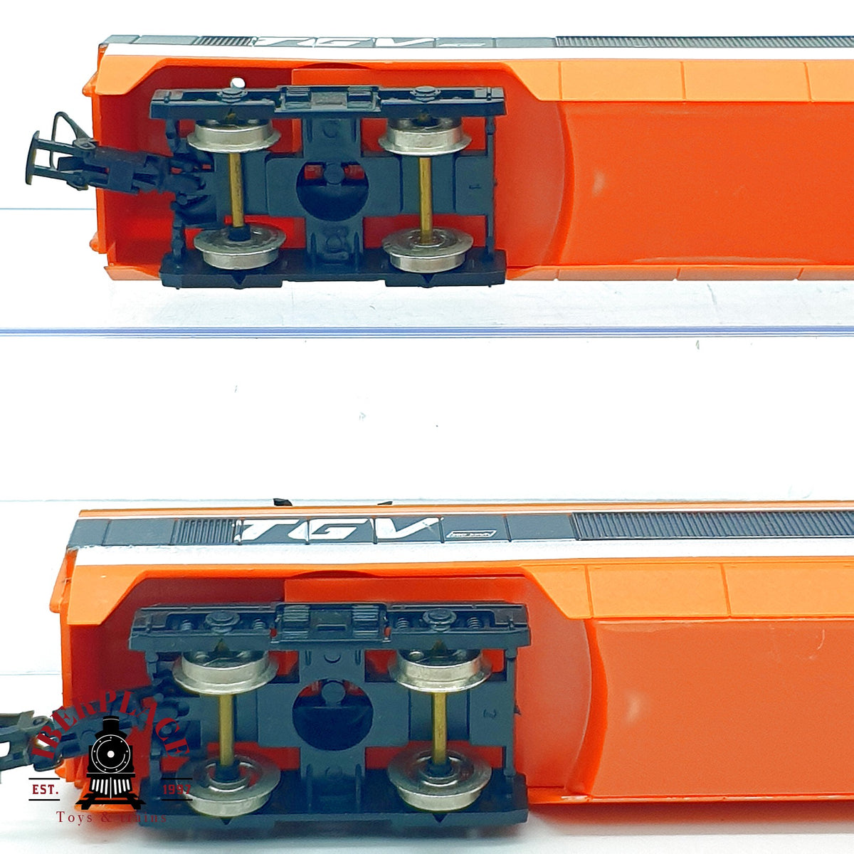 ♻️ 🚂2x cabezas motrices TGV Sud-Est SNCF naranja sin motor Dummies Escala H0 1:87