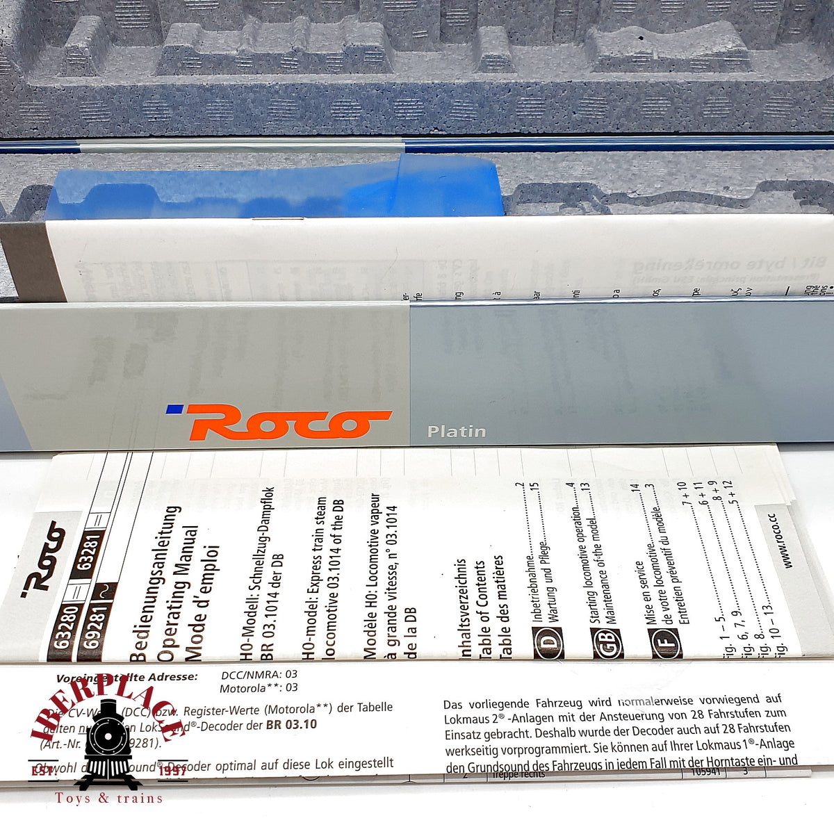 ♻️ Roco 63281 caja vacía de la locomotora BR 03 DB con instrucciones y accesorios Escala H0 1:87