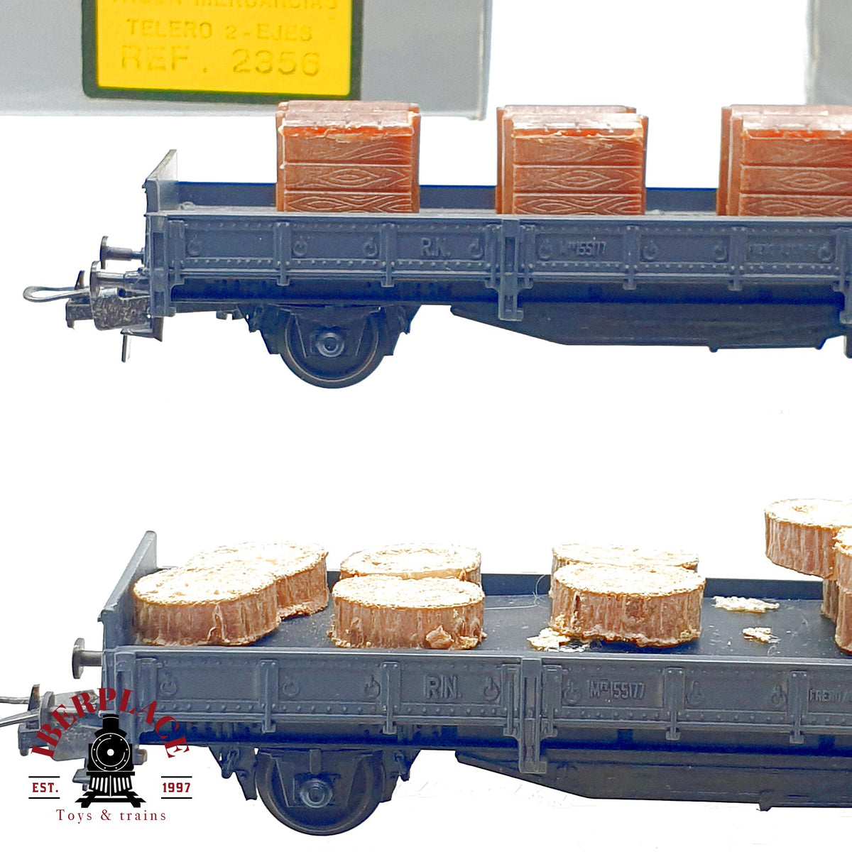 ♻️🚂 IBERTREN 3x vagones mercancias RENFE borde bajo teleros 2302 2356 Escala H0 1:87