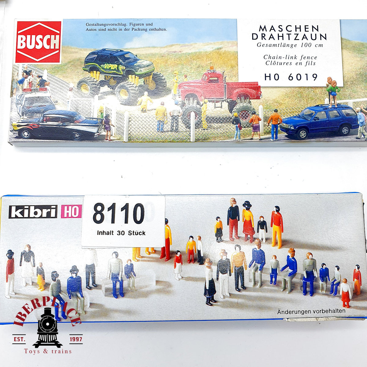 ♻️ 🆕 Busch 6007 6019 Kibri 8110 set vallas madera metalicas y figuras Escala H0 1:87