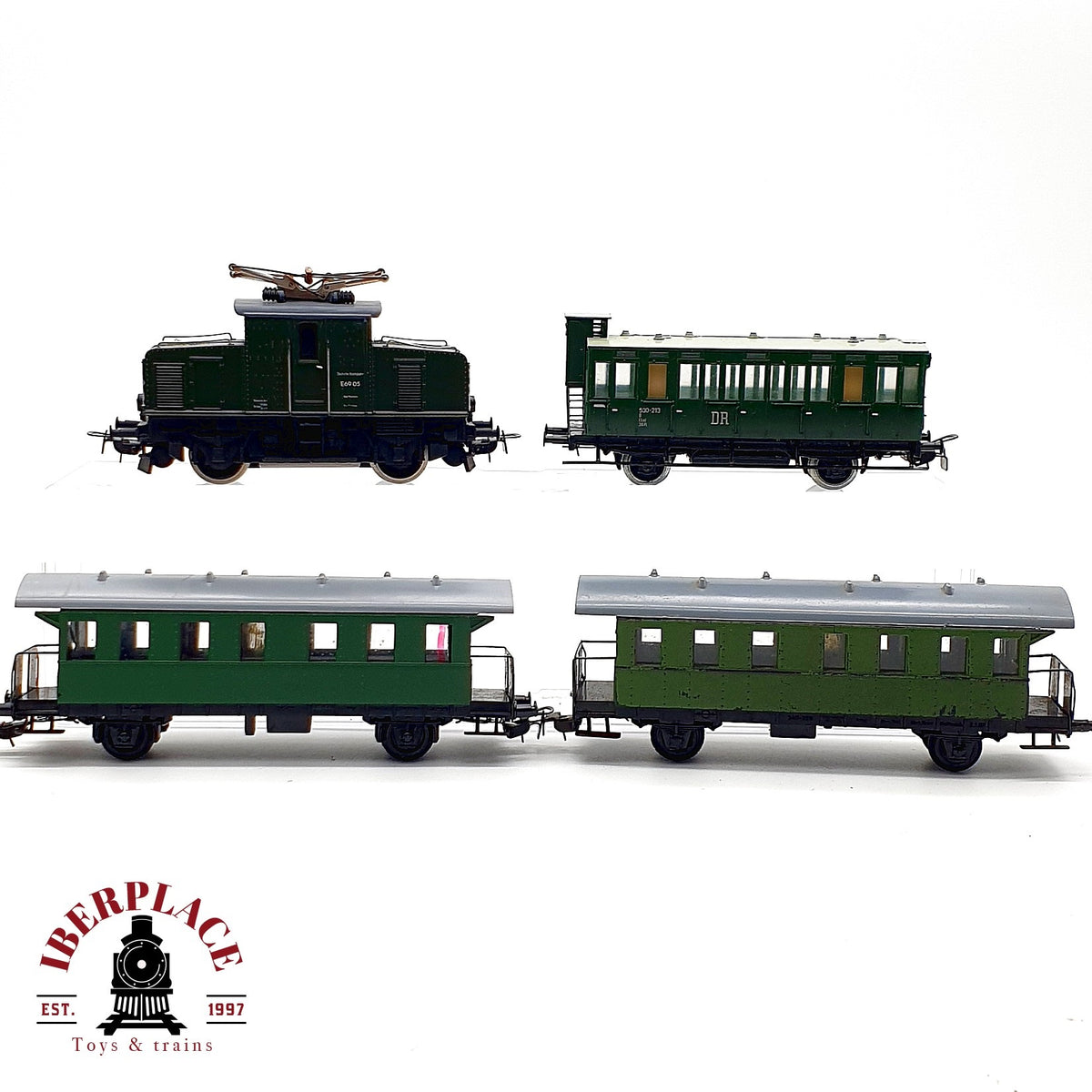 ♻️ 🚂PIKO 3x Locomotora Electrica E69 y 3 Vagones Pasajeros DR DB Ep II-III Escala H0 1:87