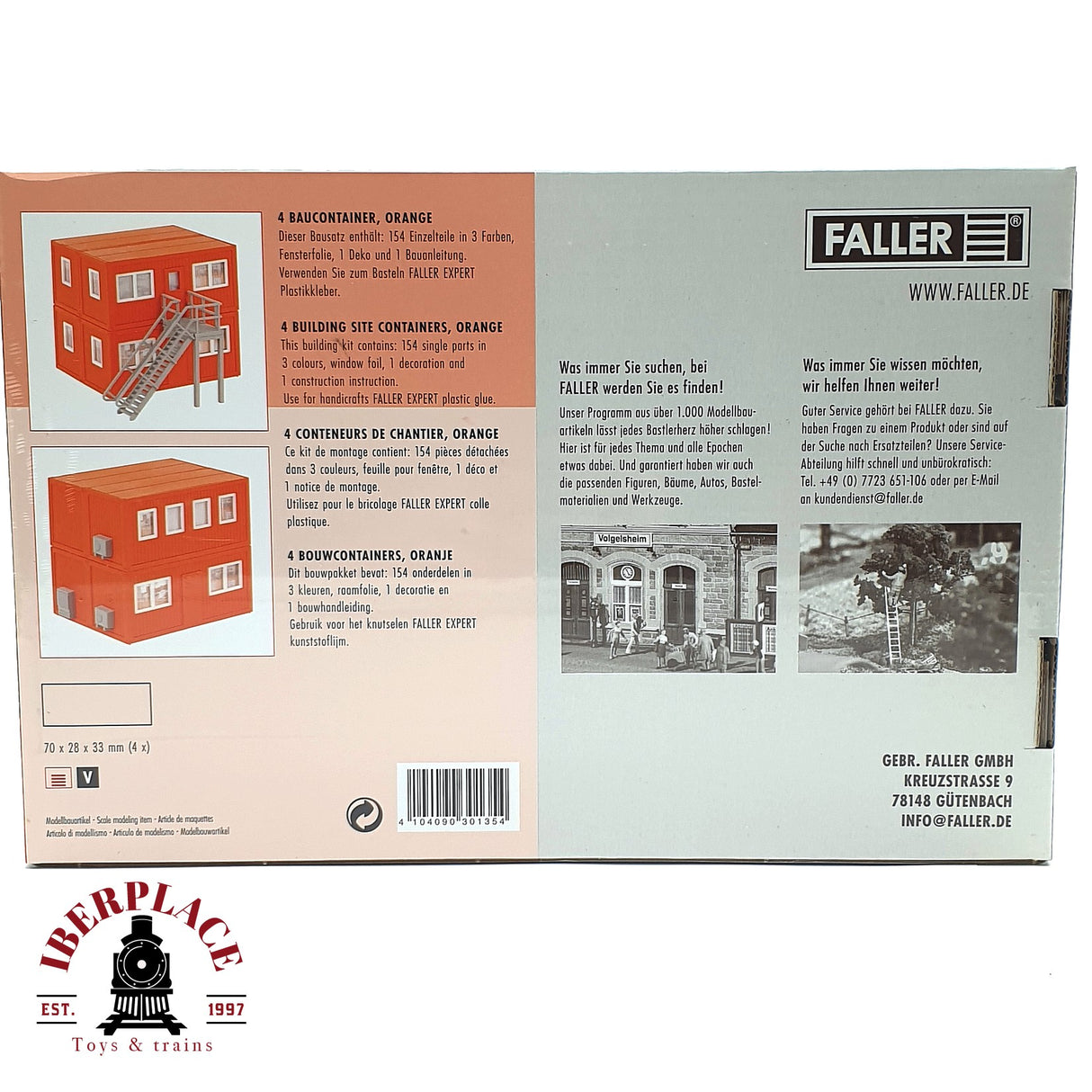 💡 Faller 130135 contenedor de obra naranja Kit de montaje H0 escala 1:87 E18