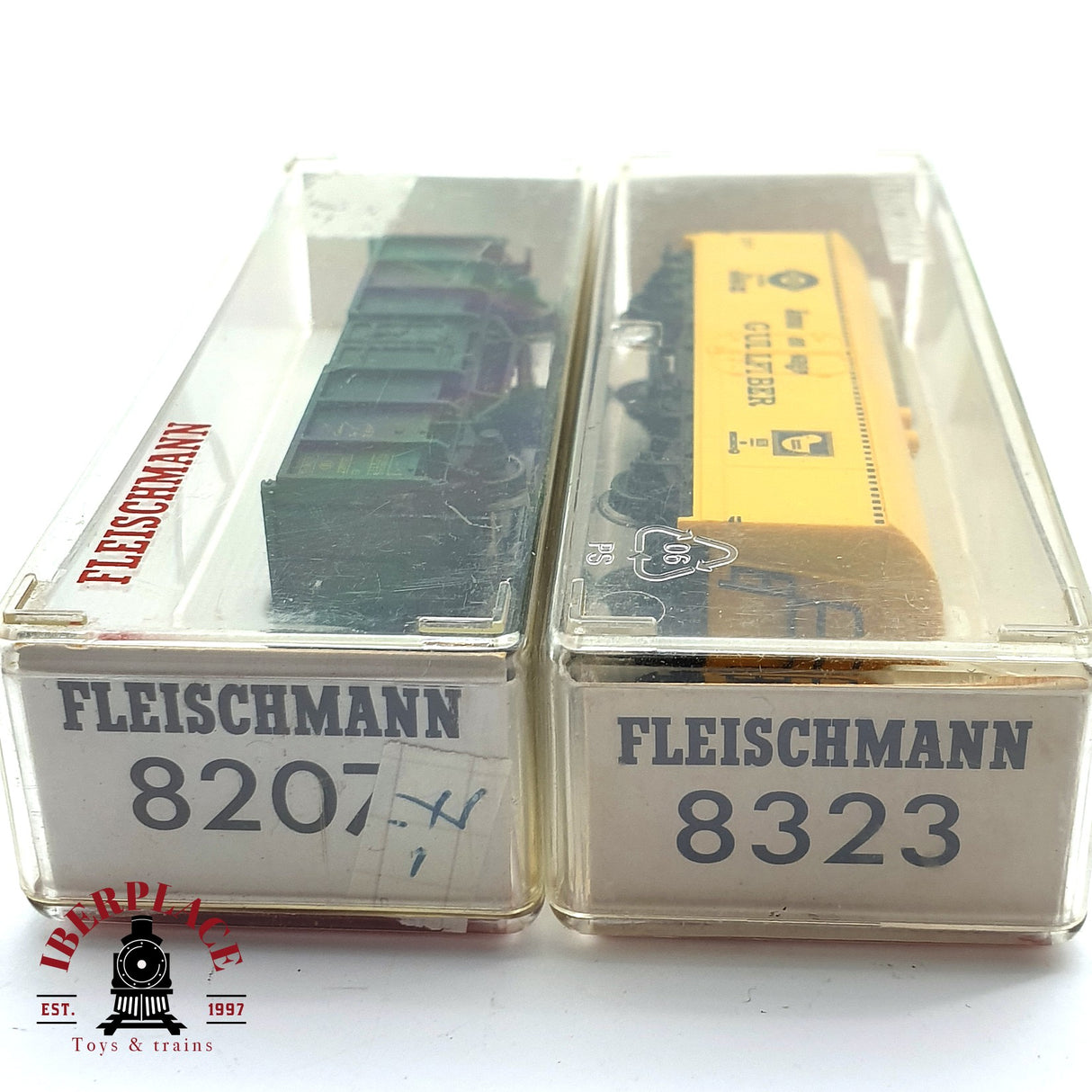 ♻️ 2da mano - 2x Fleischmann vagones mercancias Gullfiber Europ B N escala 1:160 E16