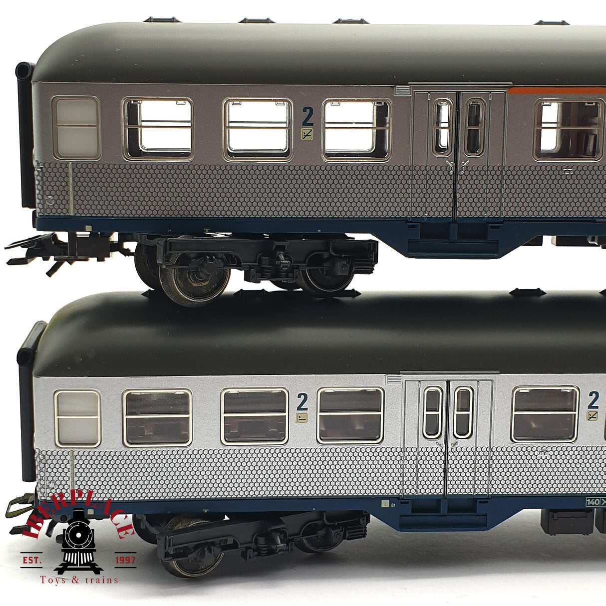 ♻️ 2da mano - 2x Märklin 4255 4256 vagones pasajeros DB clases 1-2 Silver H0 escala 1:87 E16