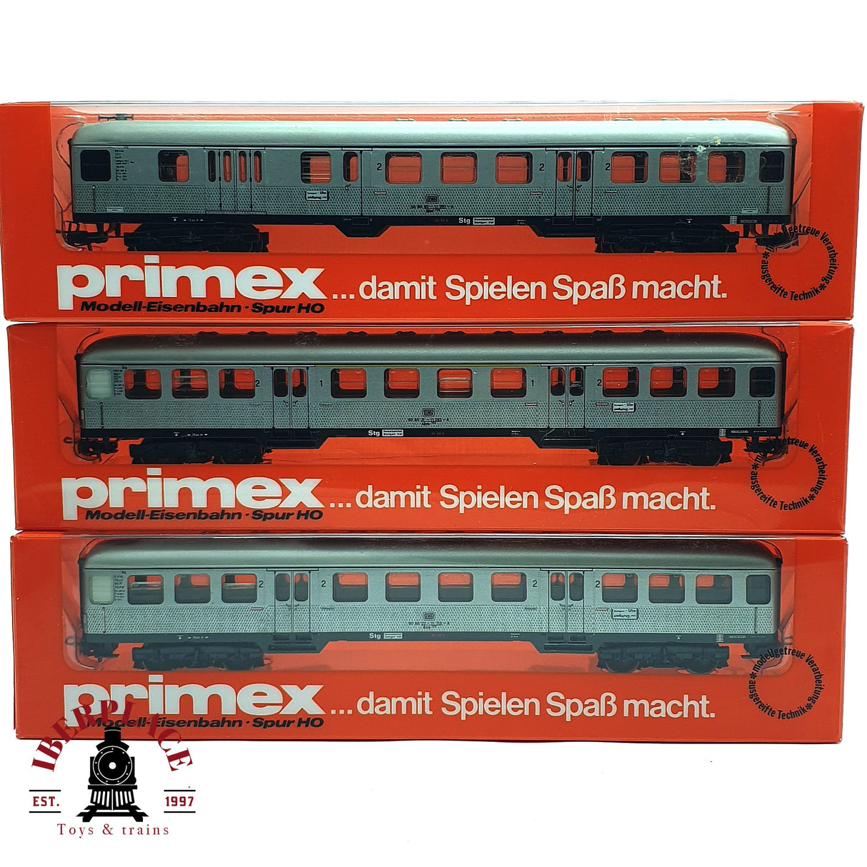 ♻️ 2da mano - 3x Märklin Primex vagones pasajeros DB clases 1-2 Silver H0 escala 1:87 E16
