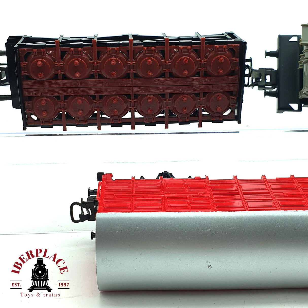 ♻️ 2da mano - 3x Märklin Primex vagones con bidones transporte de animales DB H0 escala 1:87 E16