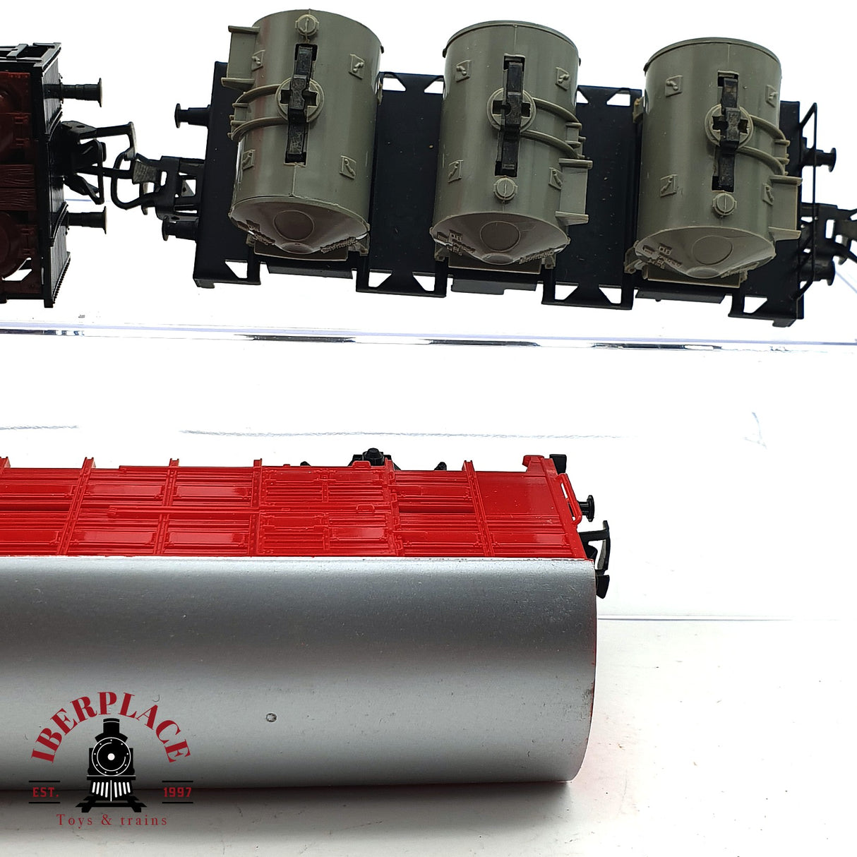 ♻️ 2da mano - 3x Märklin Primex vagones con bidones transporte de animales DB H0 escala 1:87 E16