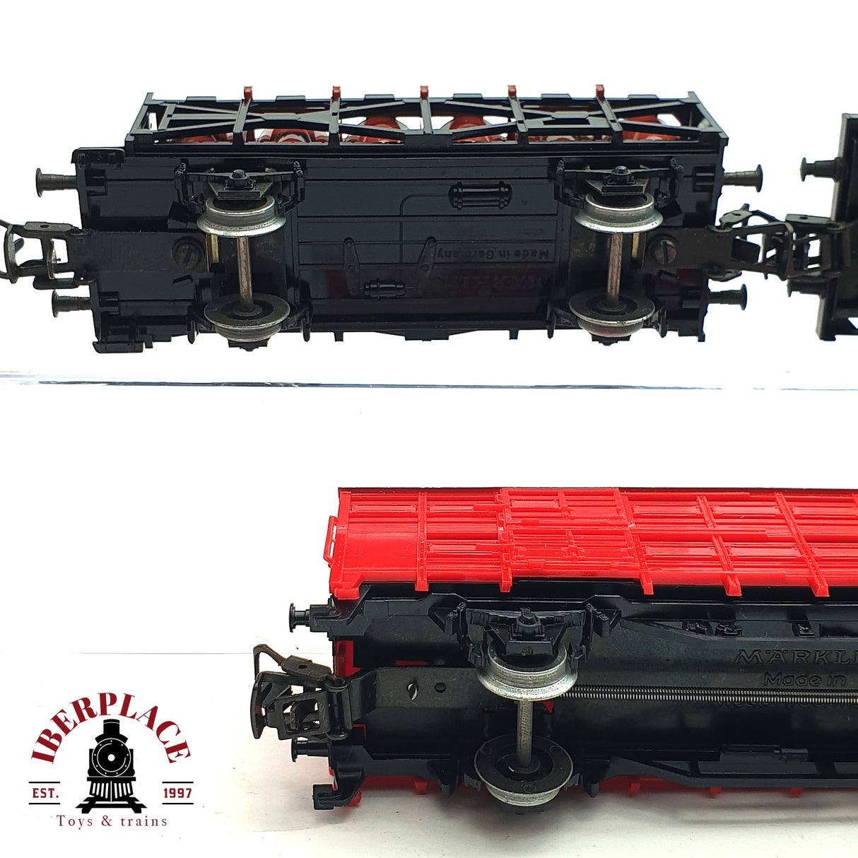 ♻️ 2da mano - 3x Märklin Primex vagones con bidones transporte de animales DB H0 escala 1:87 E16