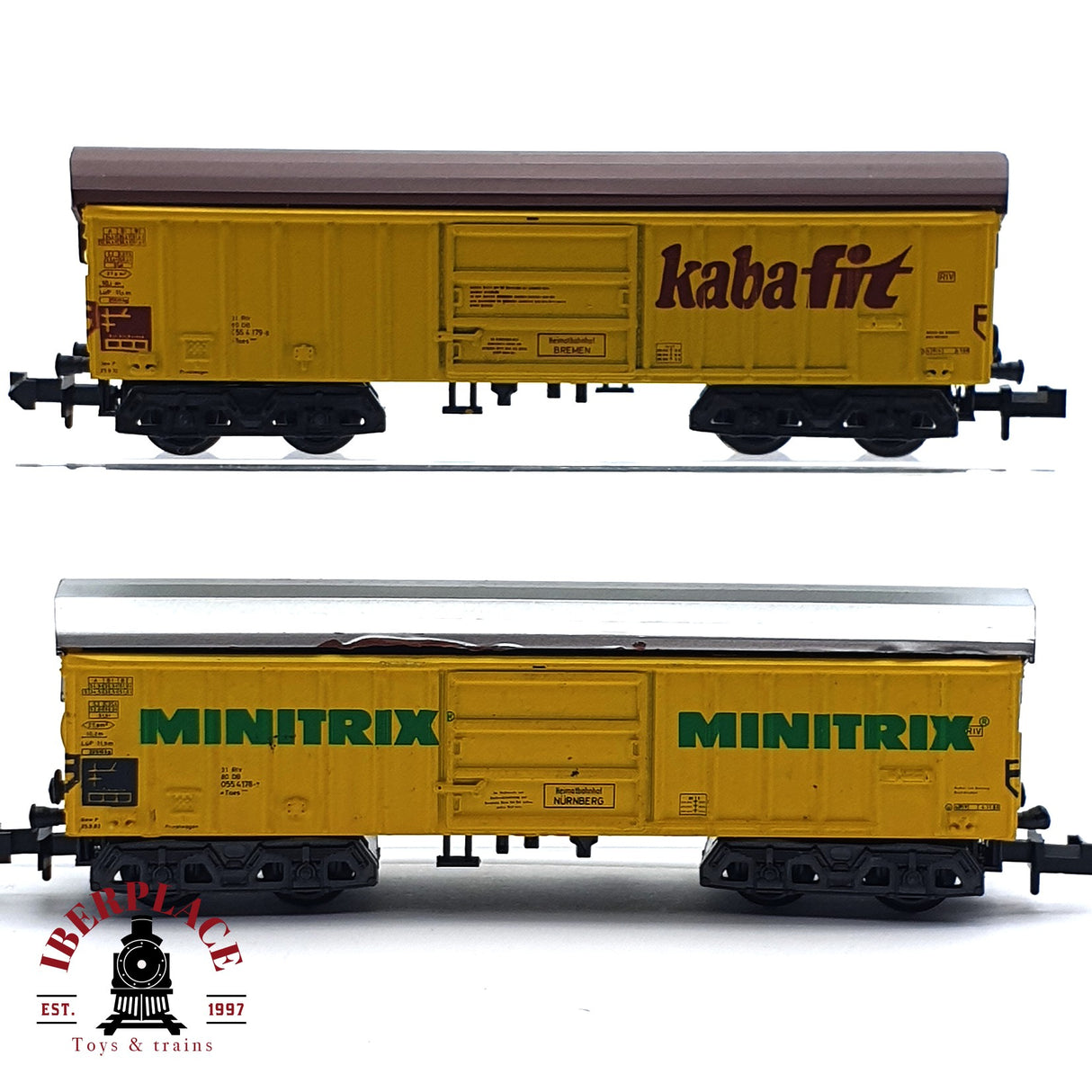 ♻️ 2da mano - 2x Minitrix vagones cerrados Kabafit DB N escala 1:160 E16