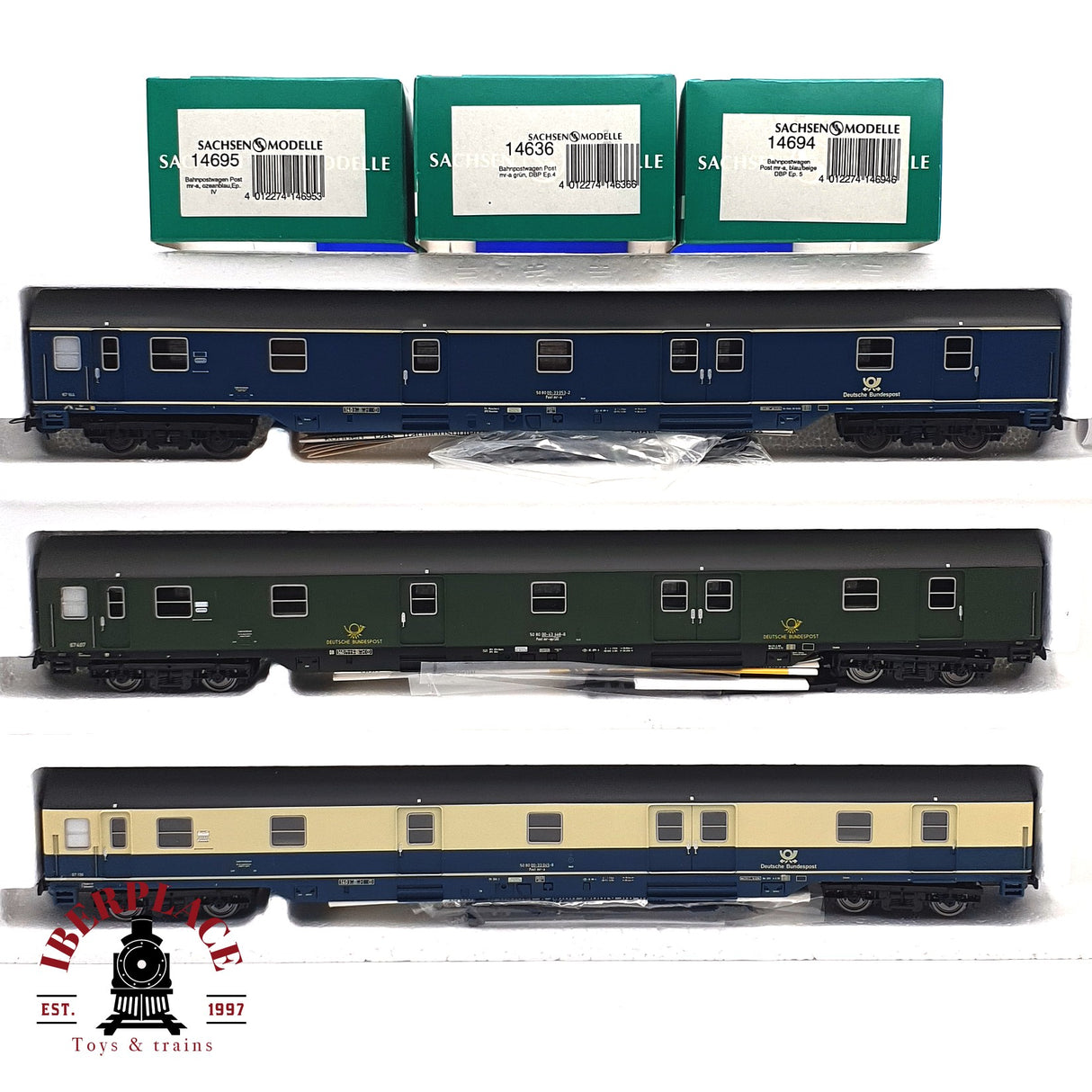 ♻️ DC 3x Sachsenmodelle vagones correos postales DBP Ep 4 y 5 H0 escala 1:87 E17