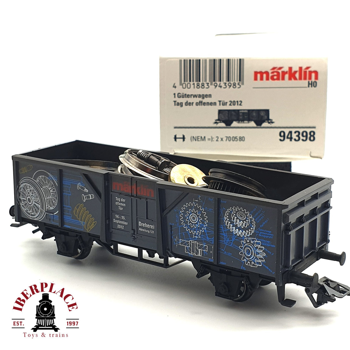 ♻️ Märklin 94398 vagón de bordes altos con repuestos de carga H0 escala 1:87 E17