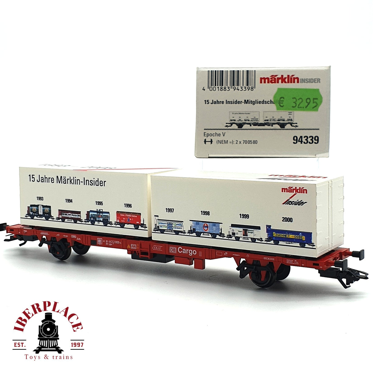 ♻️ Märklin 94339 vagón contenedores 10 años Mitgliedschaft H0 escala 1:87 E17