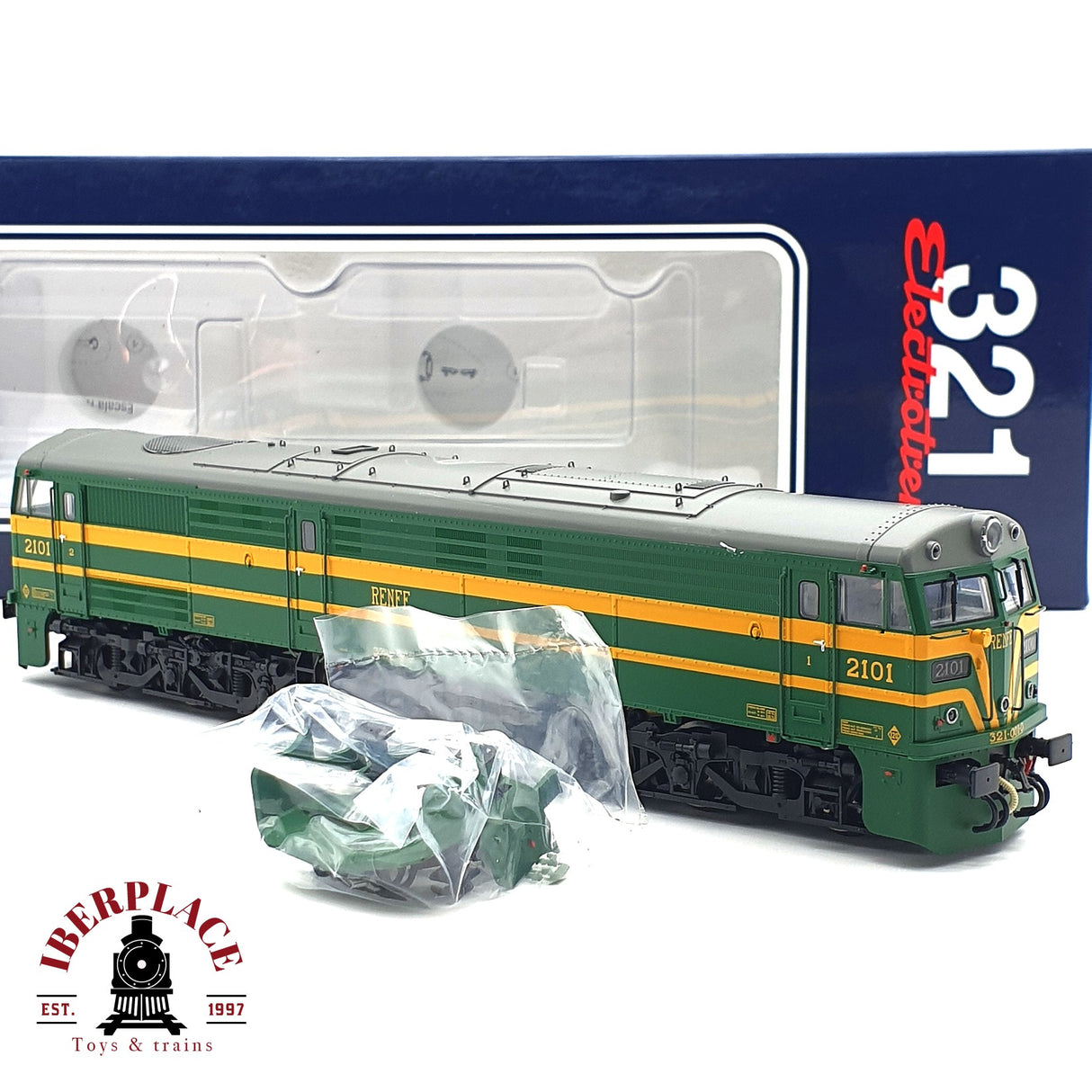 💡AC Electrotren 3101S Digital Locomotora RENFE 321 verde y amarillo Ep IV H0 escala 1:87 A22