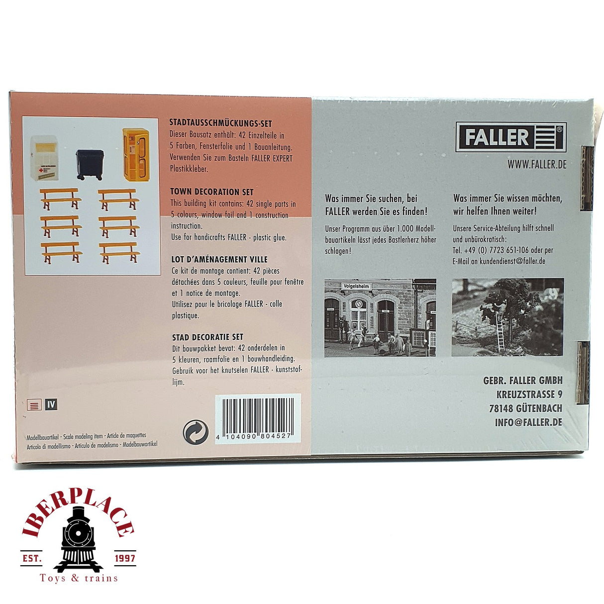💡 Faller 180452 Set de decoración urbana Kit de montaje H0 escala 1:87 E18