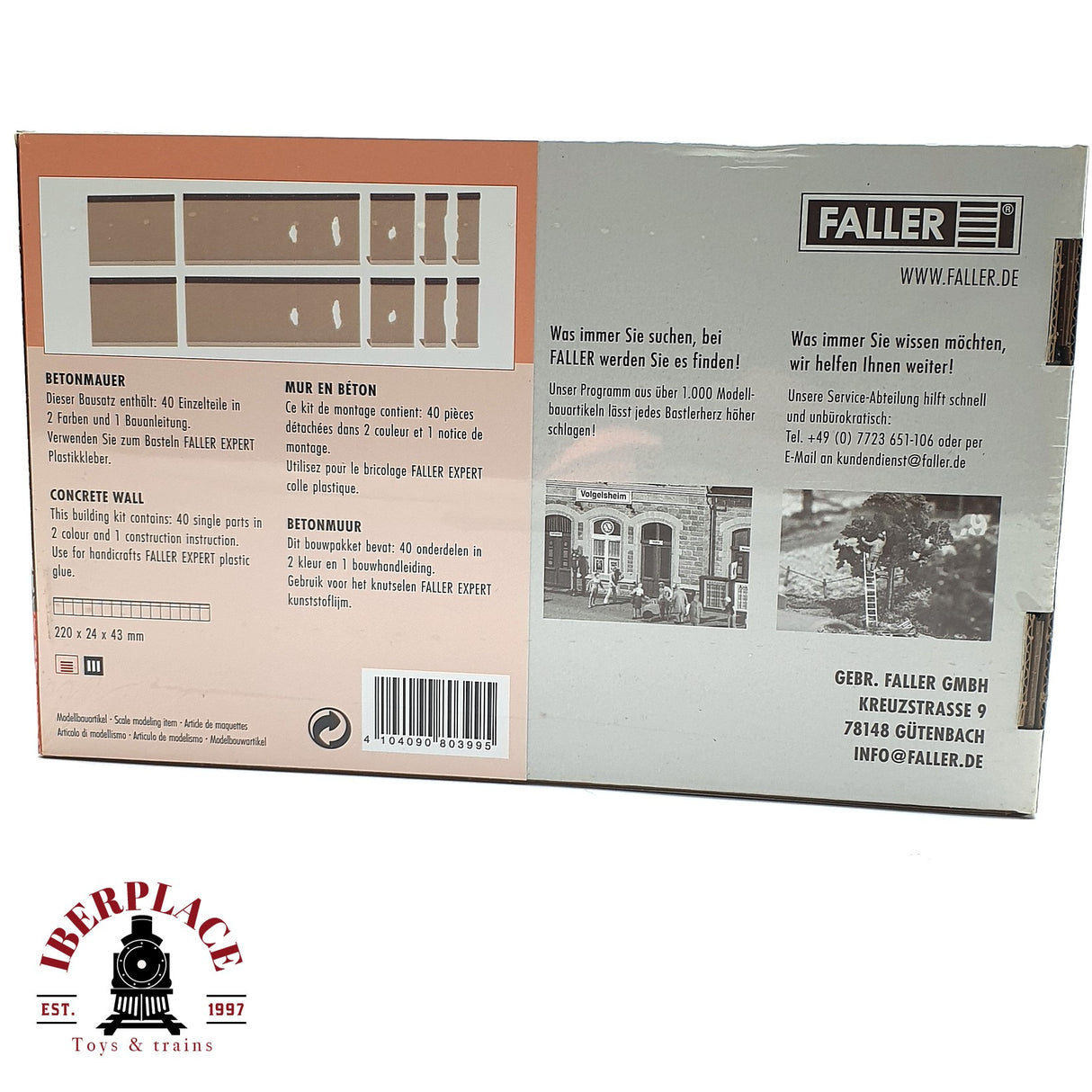 💡 Faller 180399 Muro de hormigón Kit de montaje H0 escala 1:87 E18