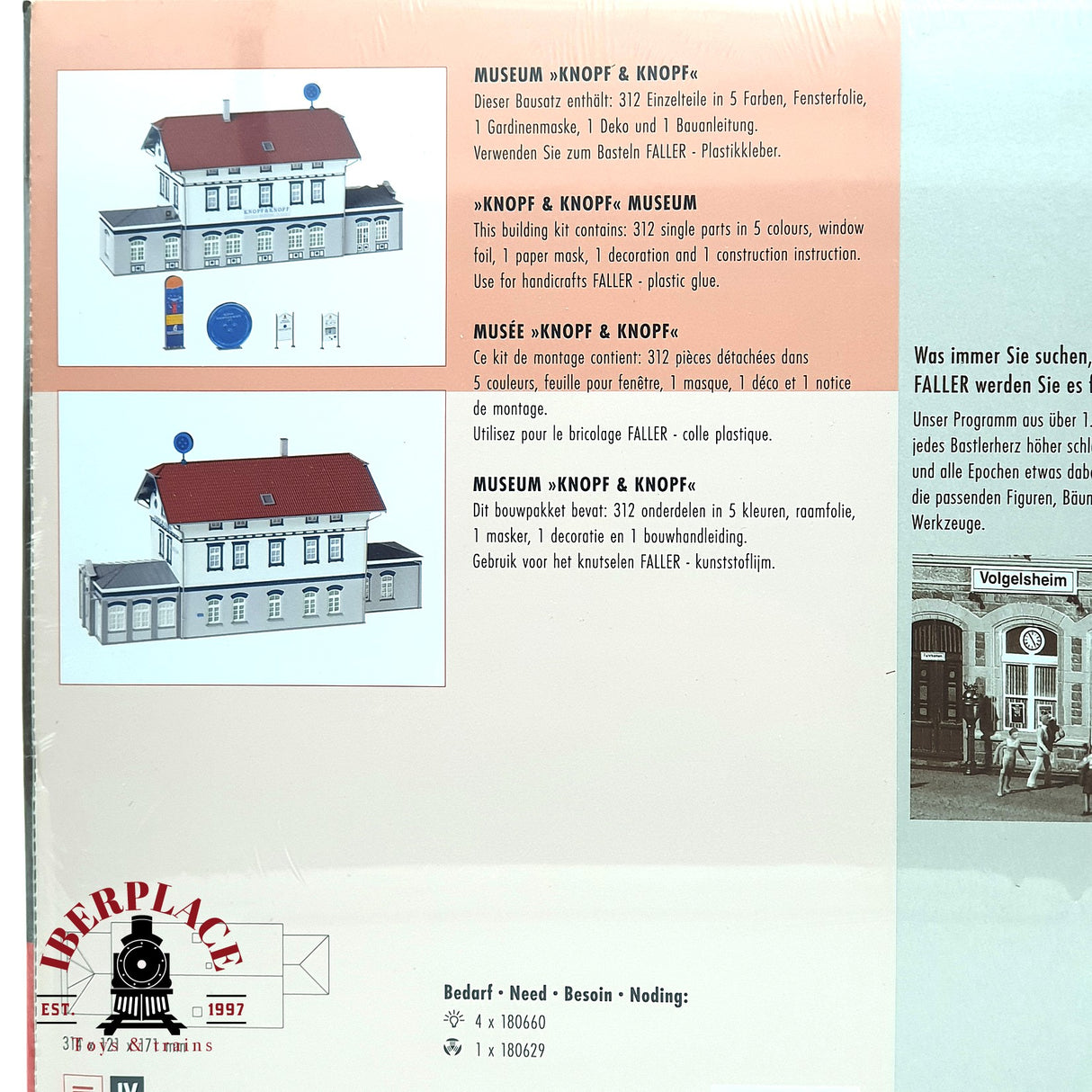 💡 Faller 130909 Museo Knopf & Knopf Kit de montaje H0 escala 1:87 E18