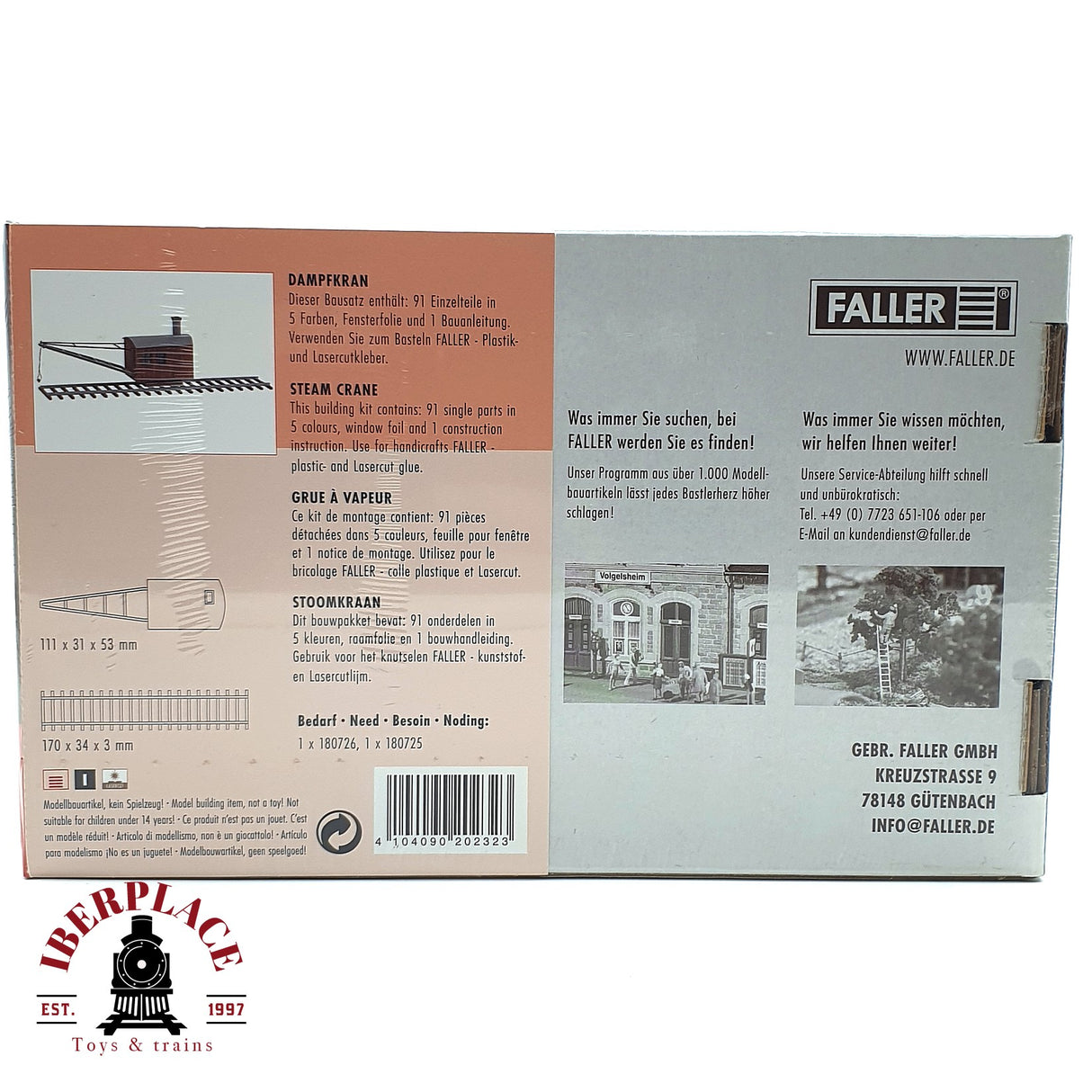 💡 Faller 120232 Grúa de vapor Kit de montaje H0 escala 1:87 E18